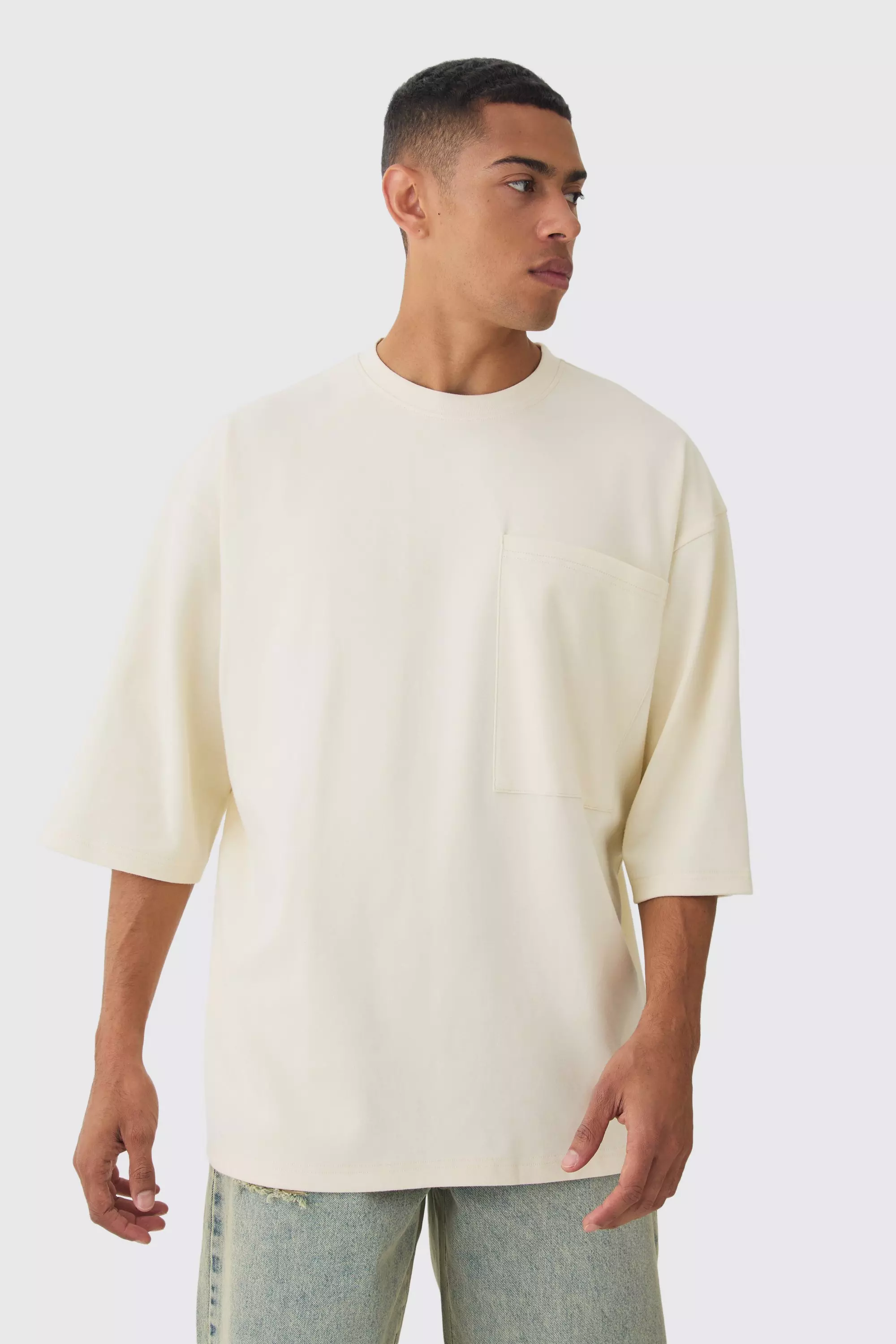 Ecru White Extreme Oversized Heavyweight Interlock T-shirt