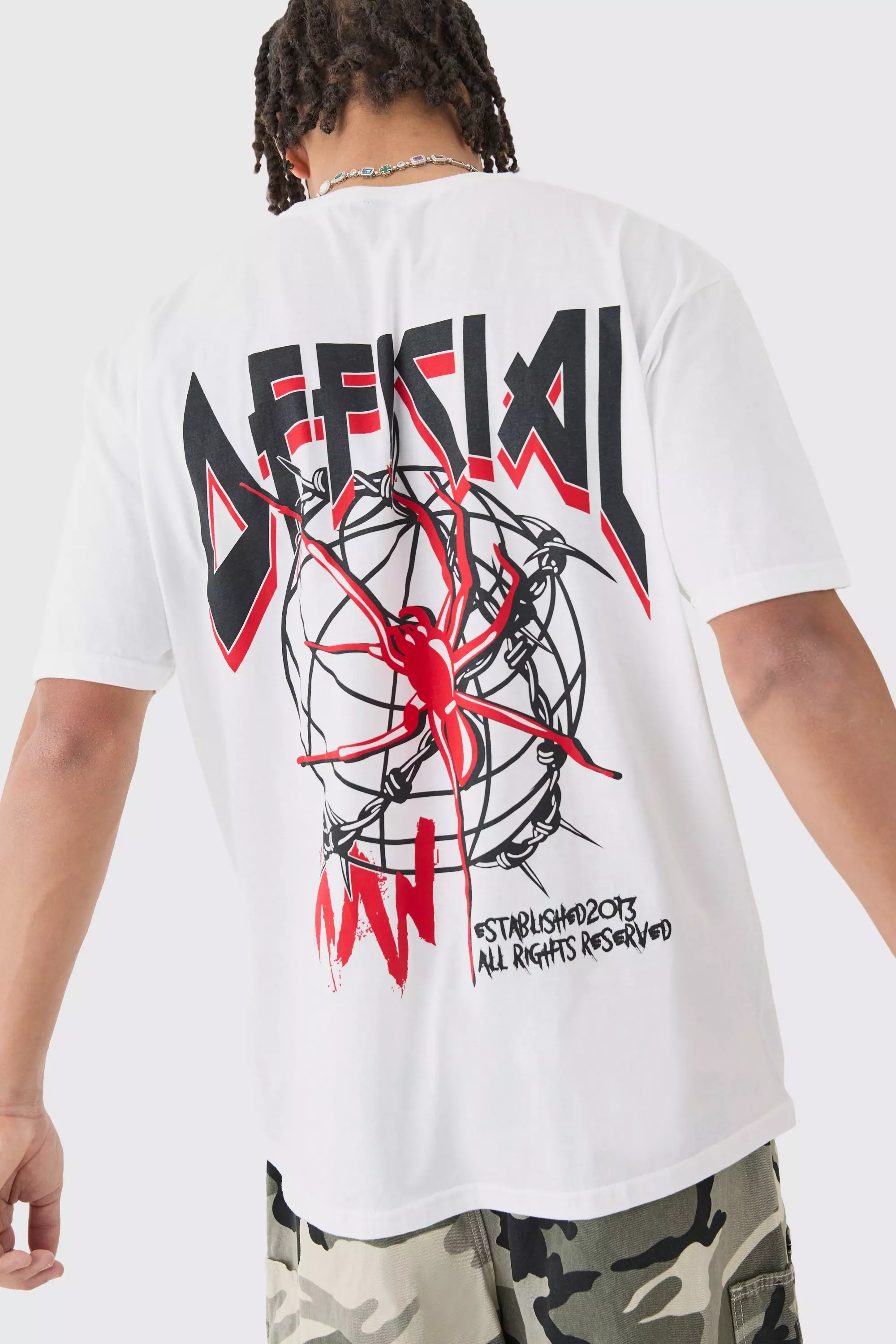 Oversized Official Spider Print T-shirt White