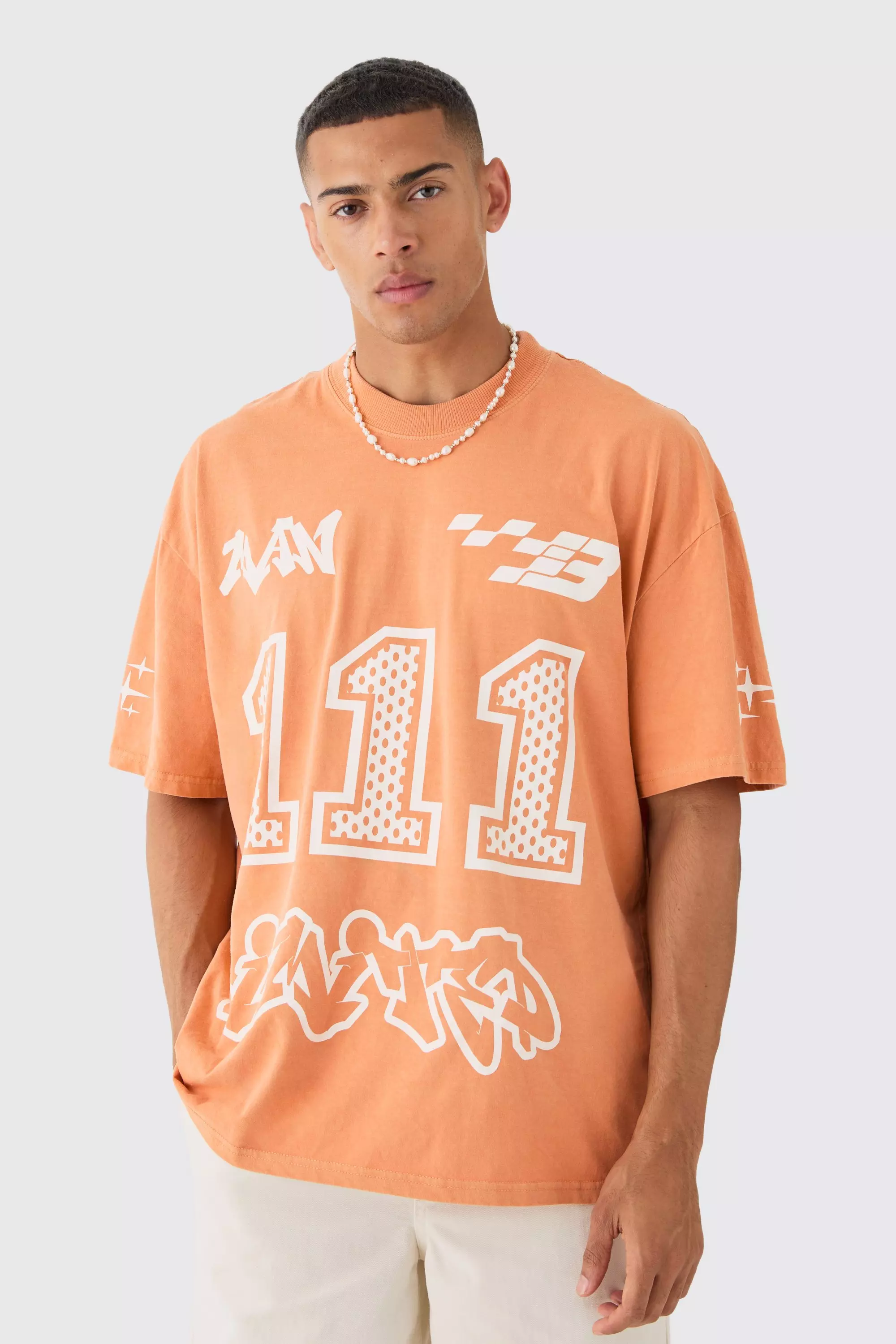 Oversized Boxy Limited Moto Graphic T-shirt Orange