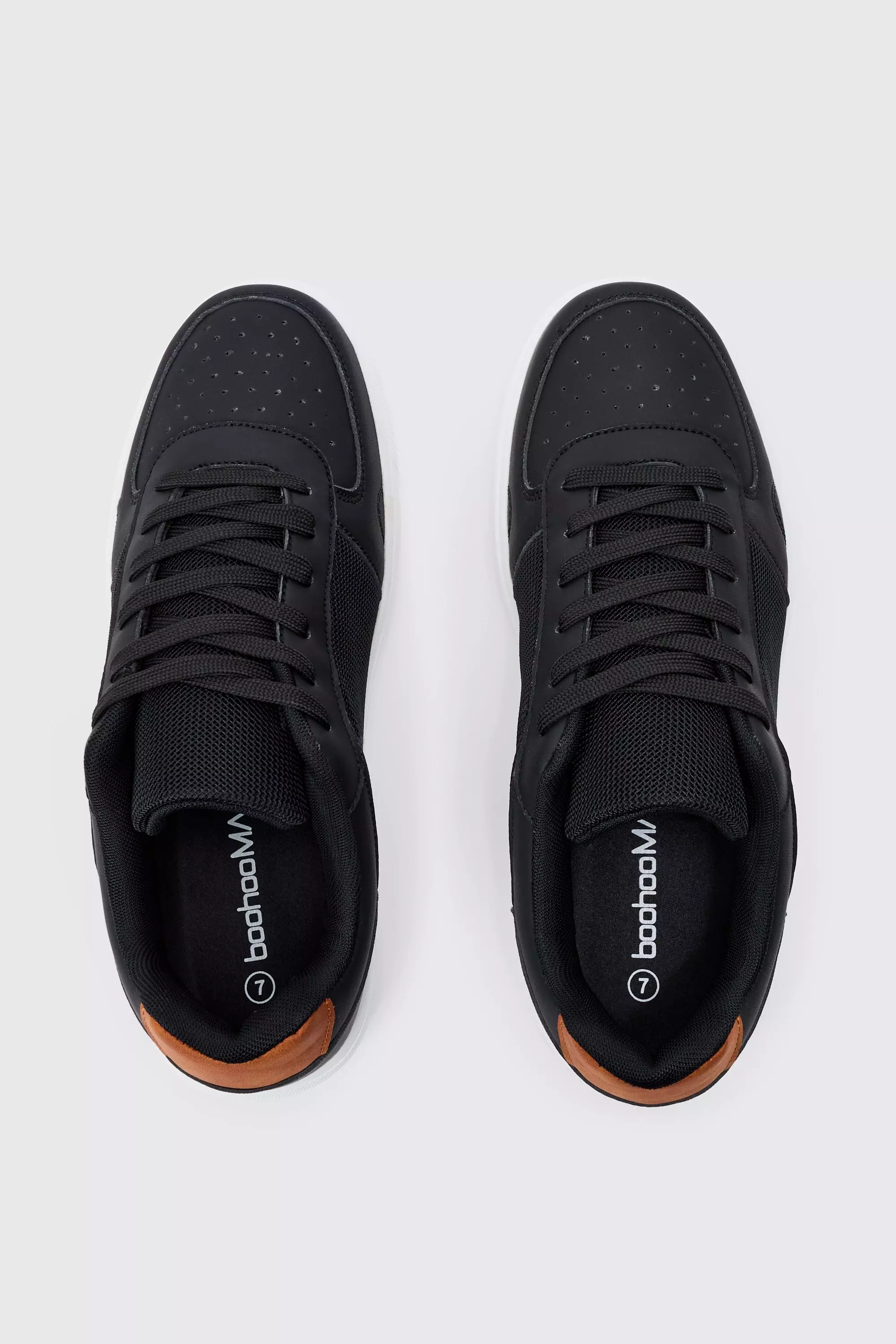 Black Faux Leather Panel Detail Trainer alternative image