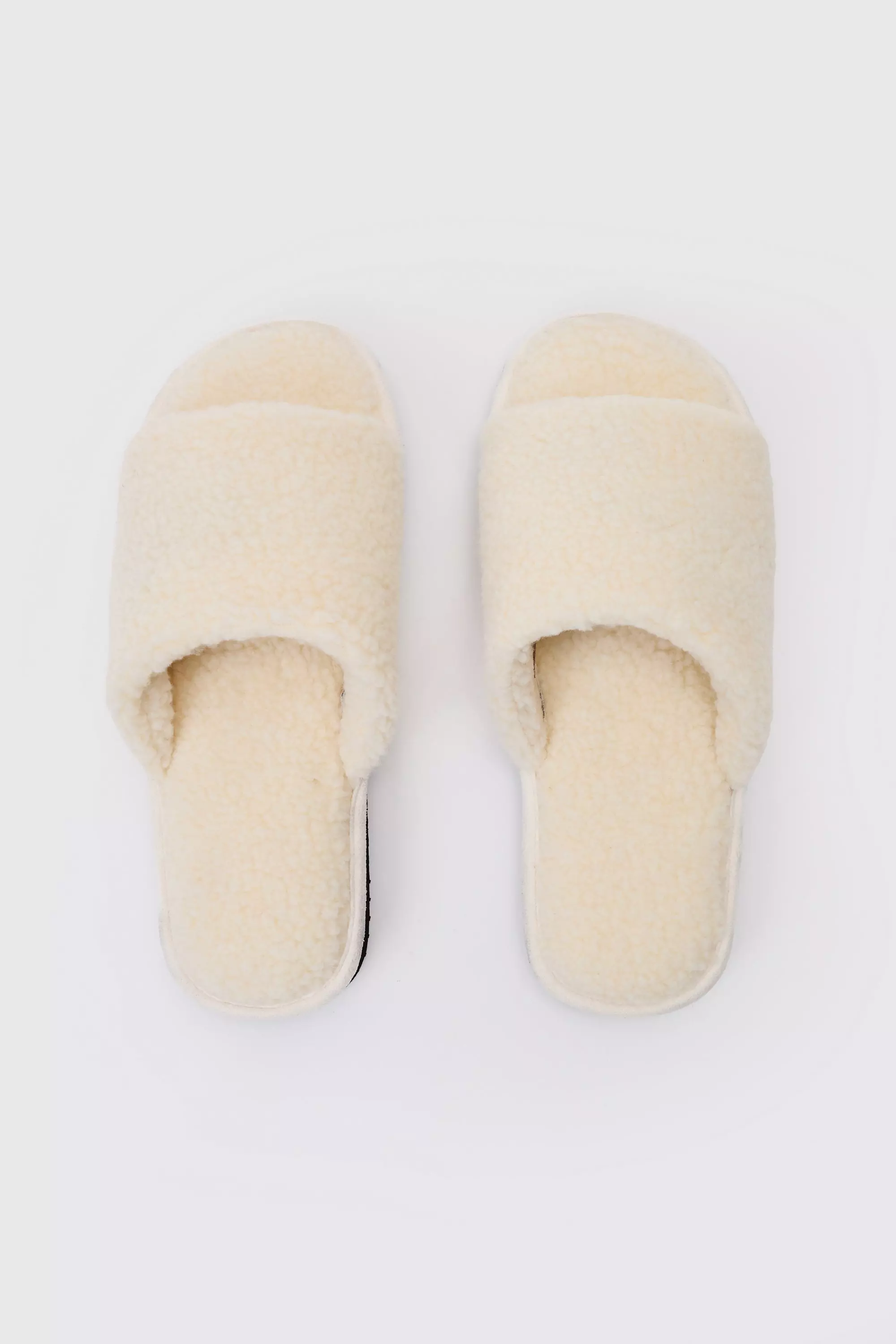Shearling open toe slippers deals