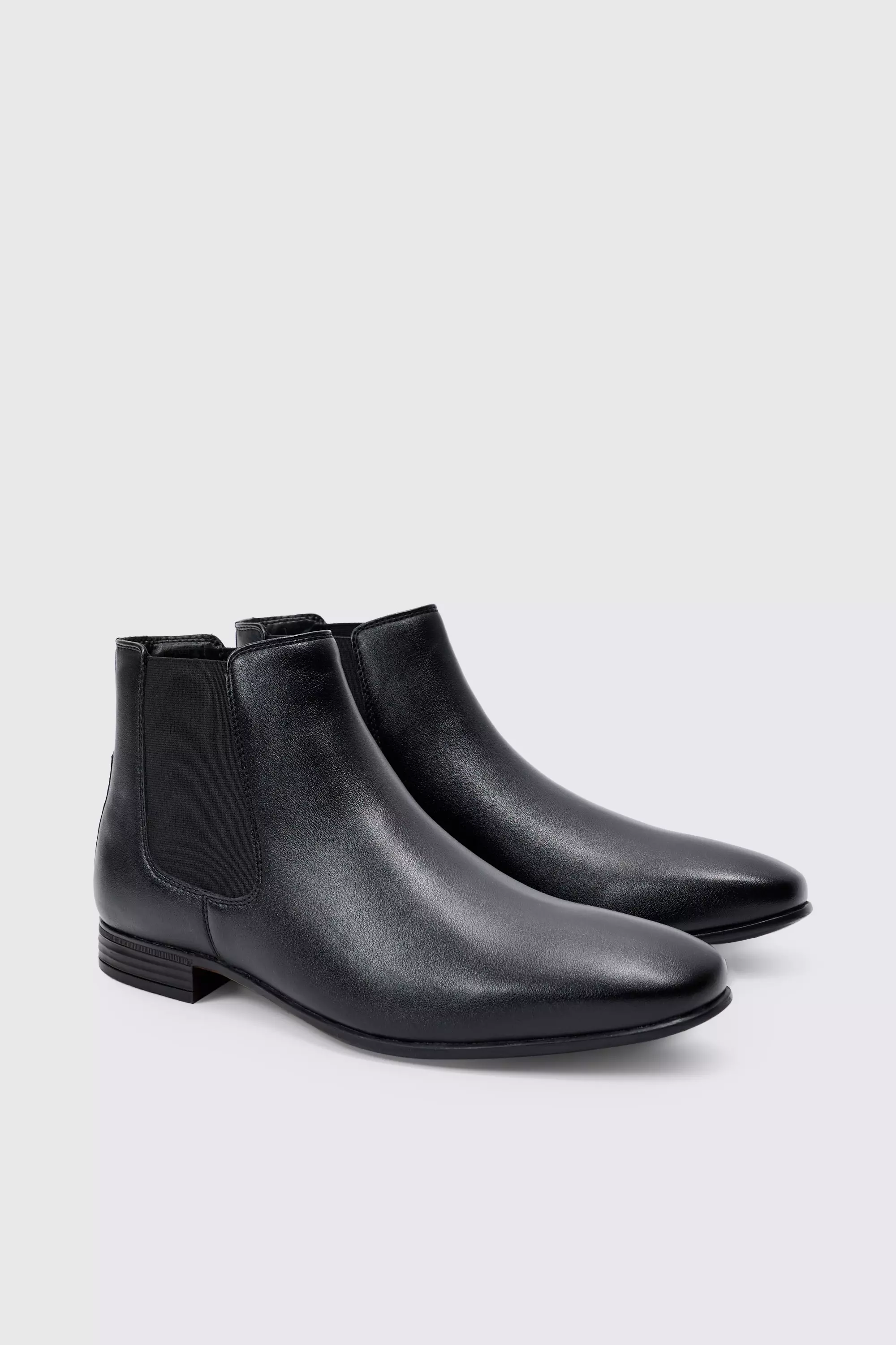 Faux Leather Chelsea Boot Black