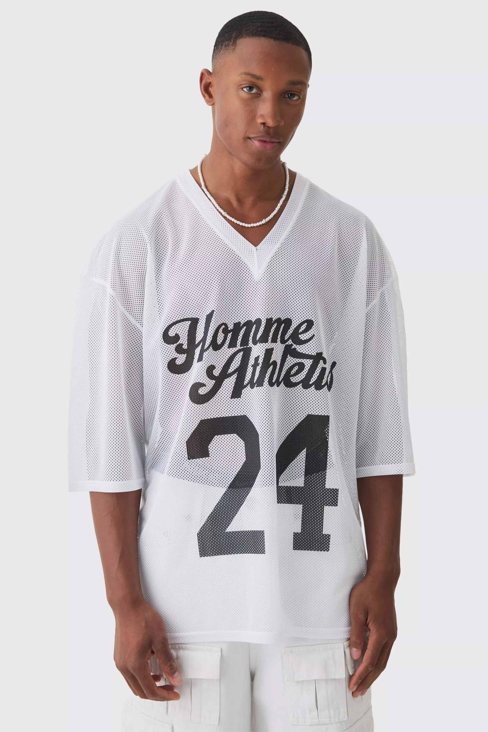 Oversized Homme Athletics Graphic Airtex T-shirt White