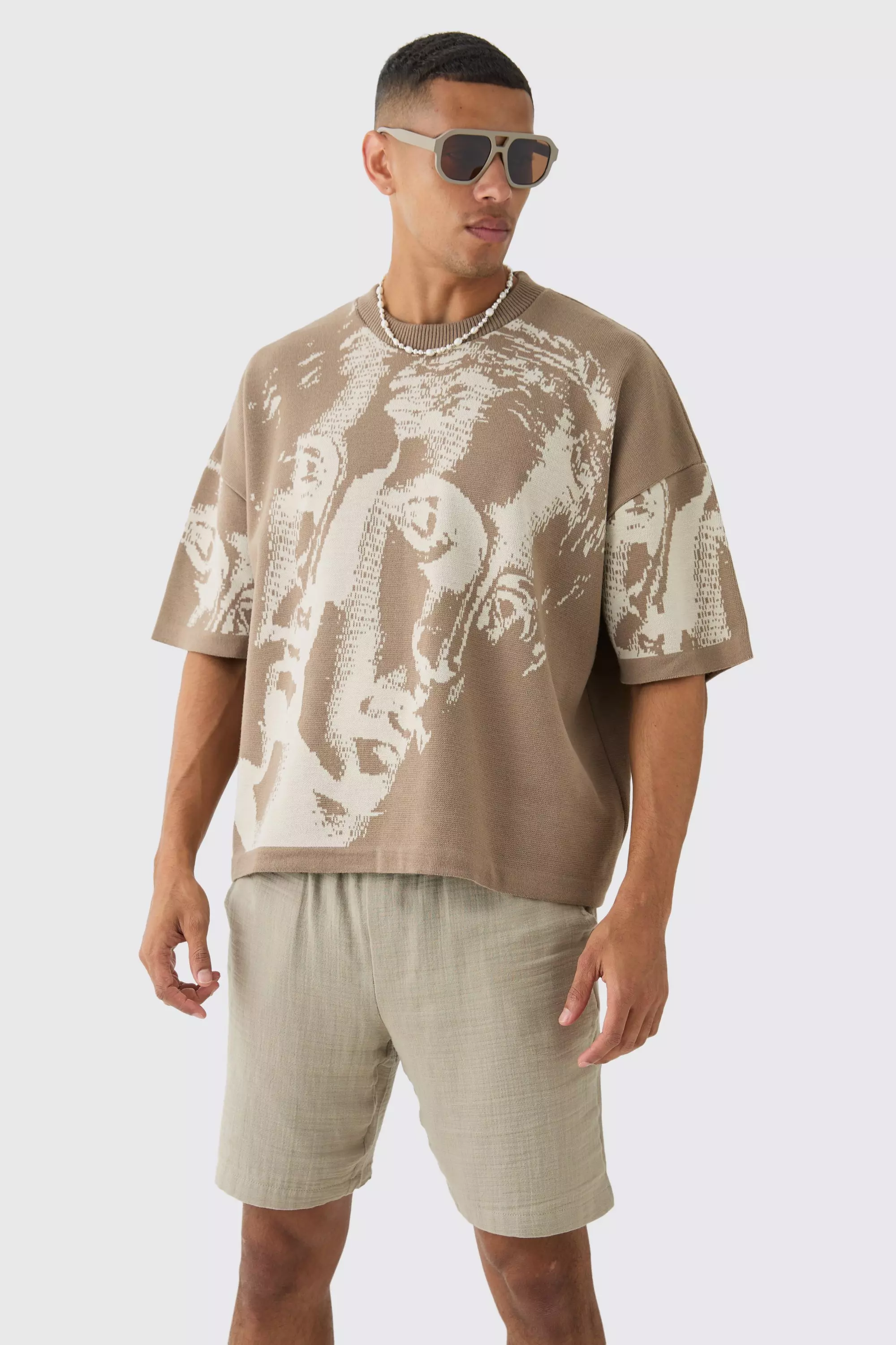 T-shirt oversize à imprimé Renaissance, Stone autre image