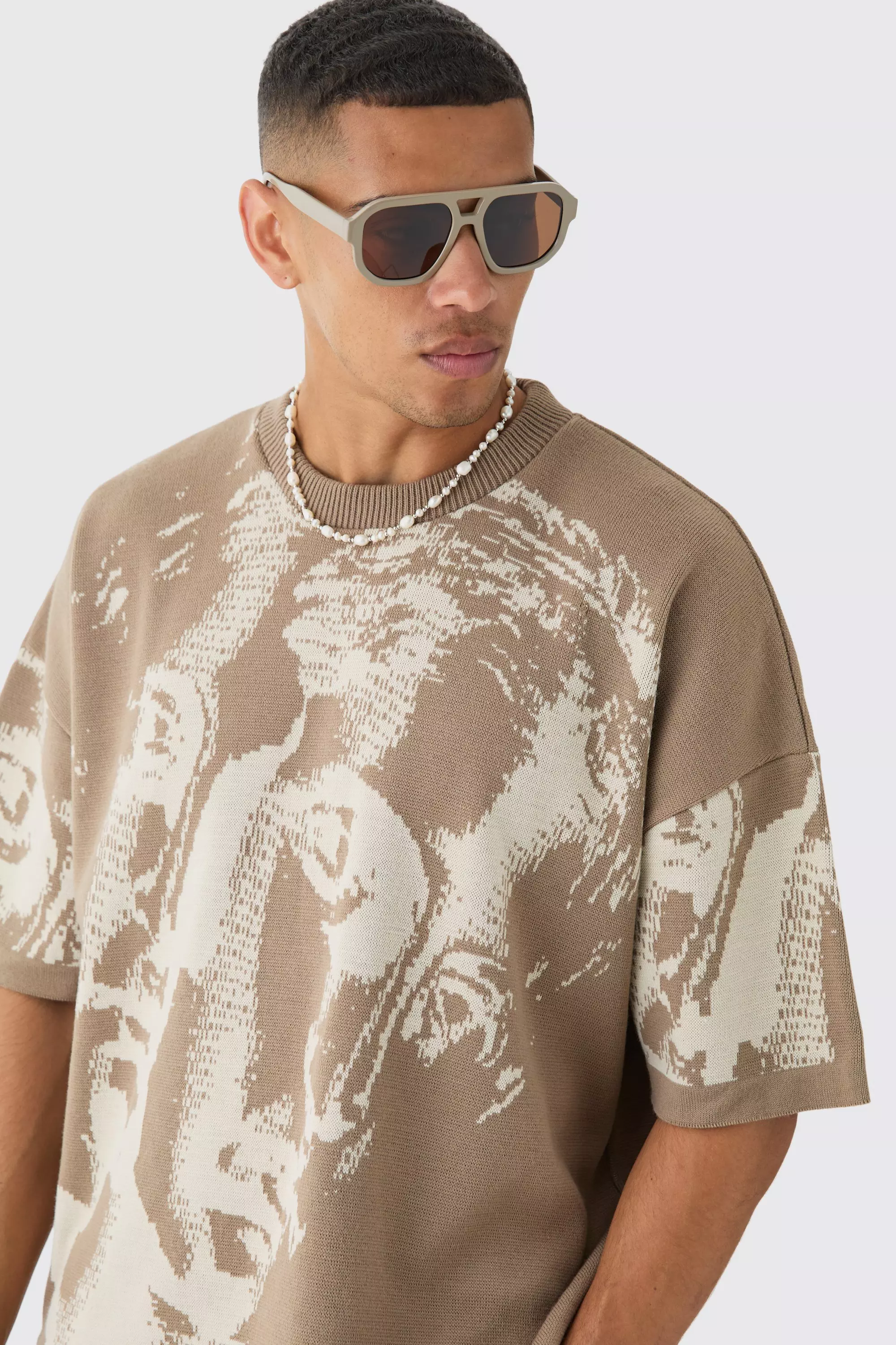 T-shirt oversize à imprimé Renaissance, Stone autre image