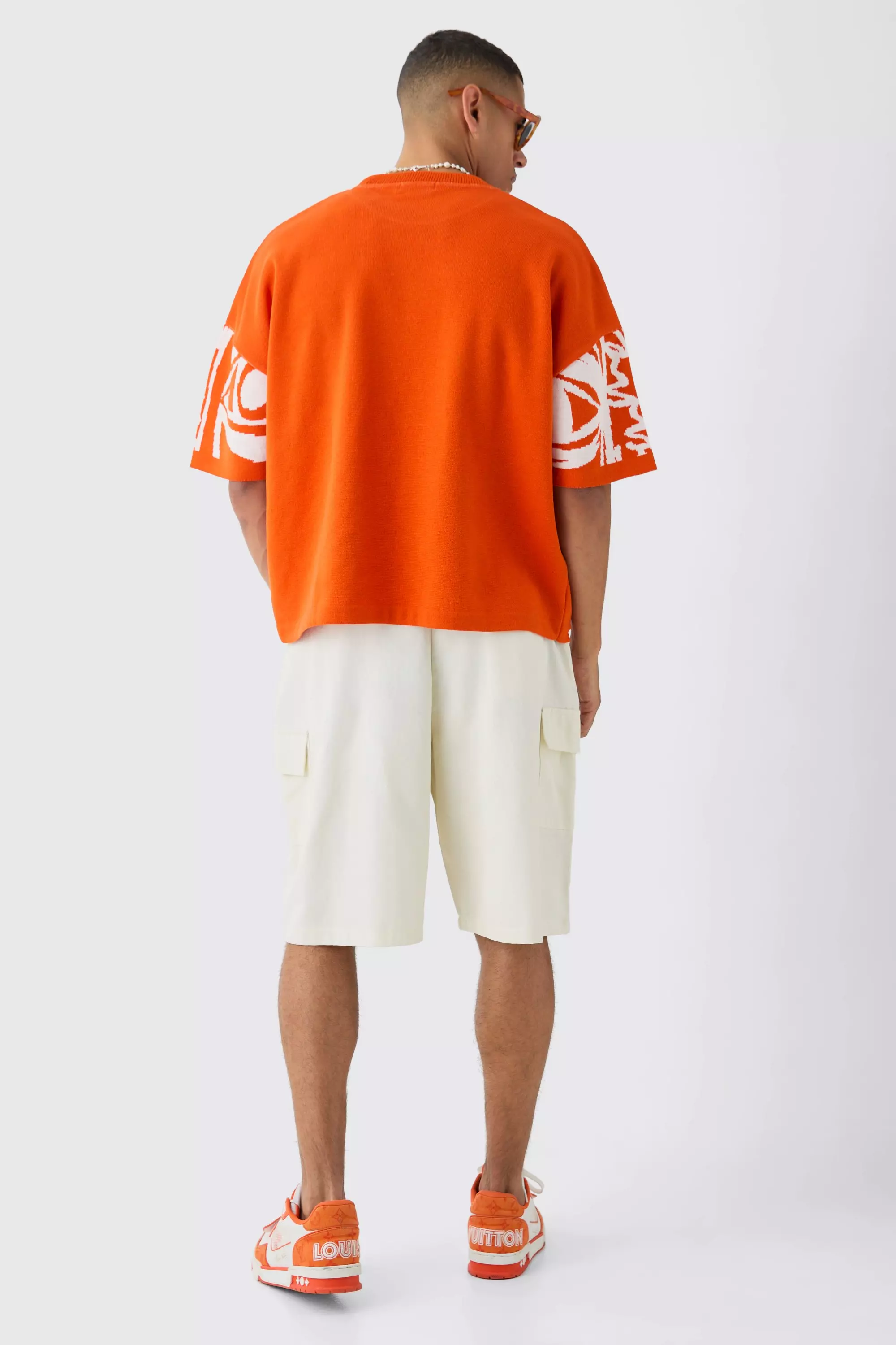 Oversized Face Line Drawing Knitted T-shirt | boohooMAN USA