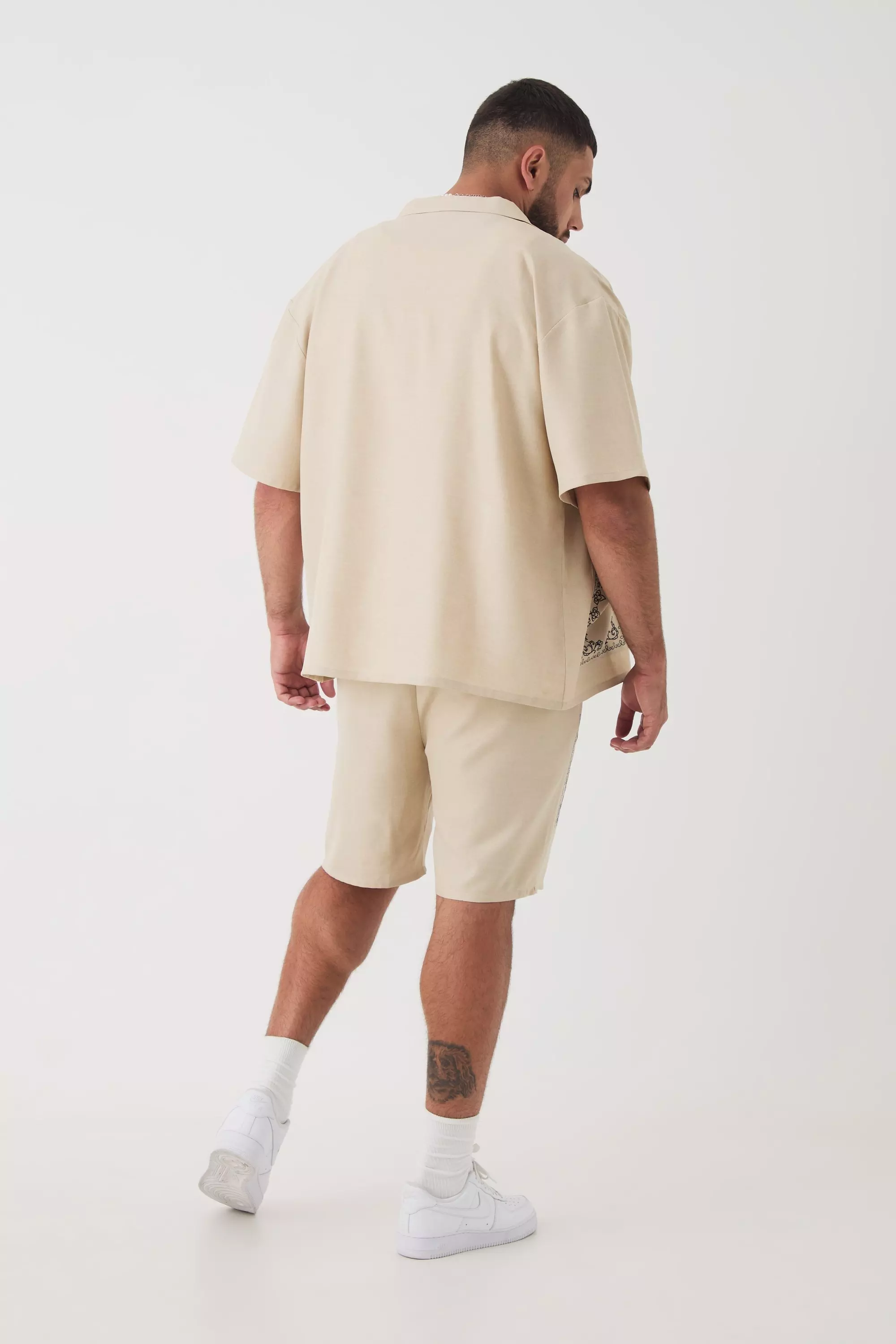 Natural Plus Pocket Detail Smart Linen Look Shirt & Short Set alternative image