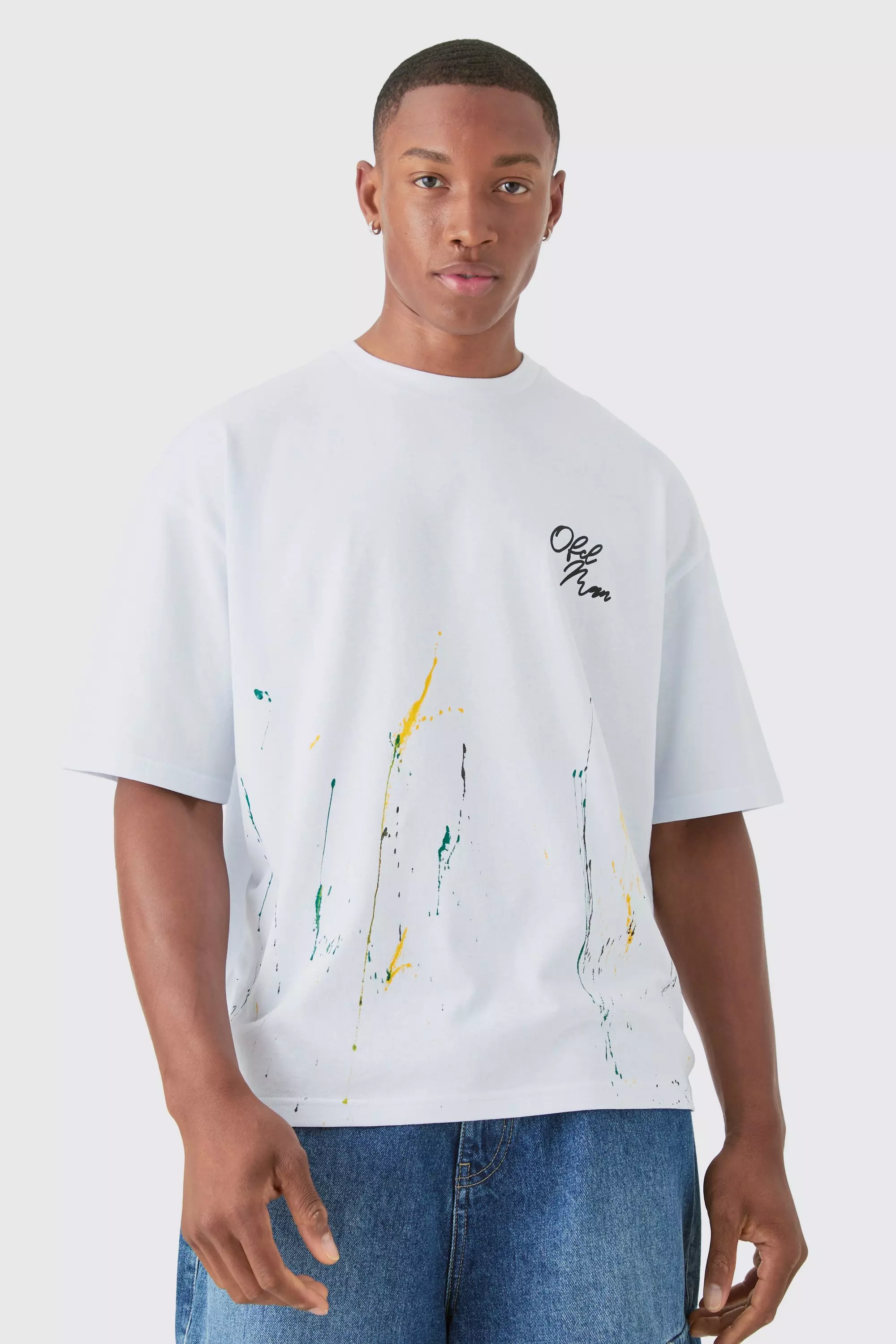 Oversized Boxy Paint Splatter T-shirt White