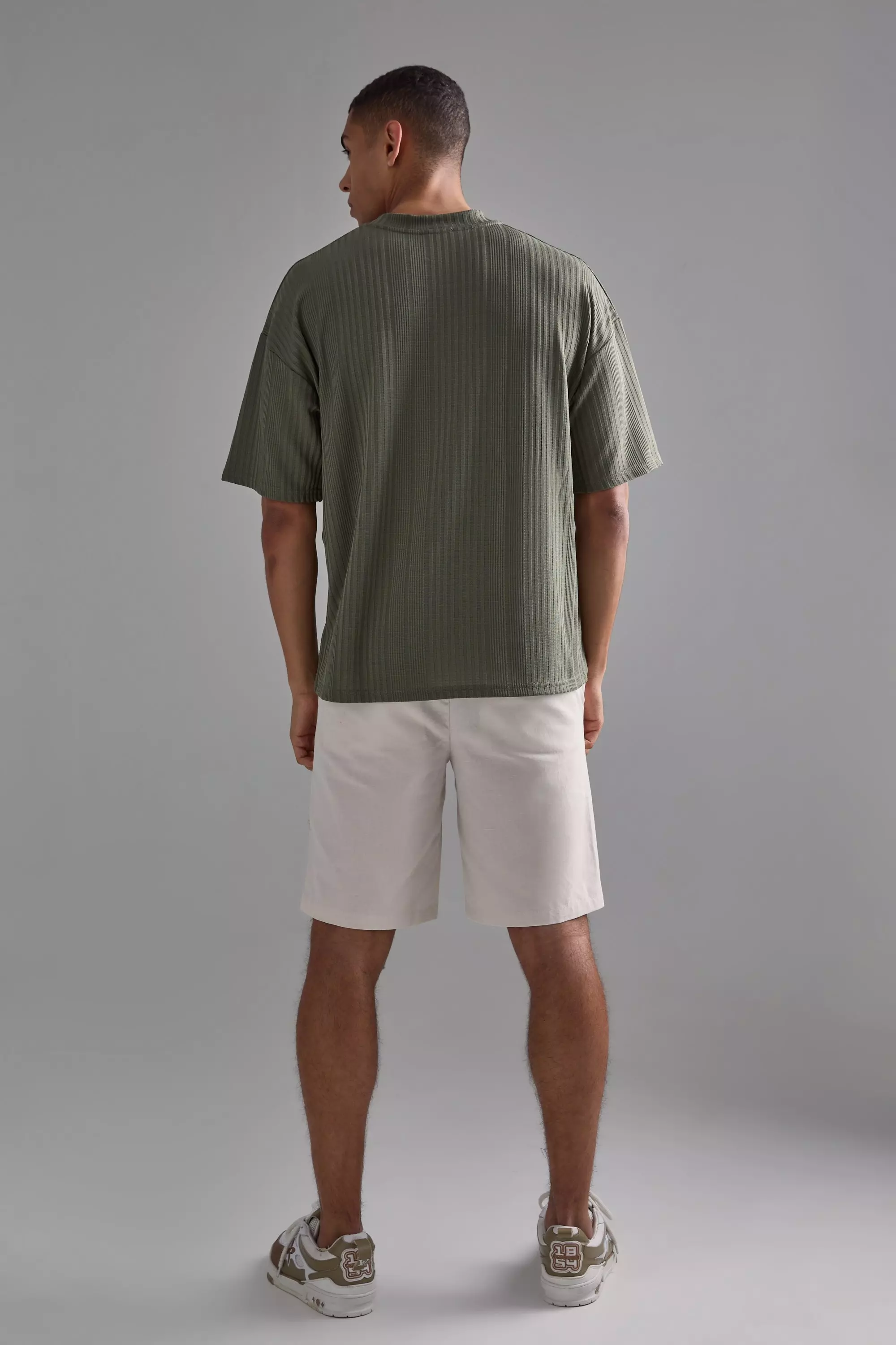 T-Shirt Oversize Con Trama In Rilievo, Khaki immagine alternativa