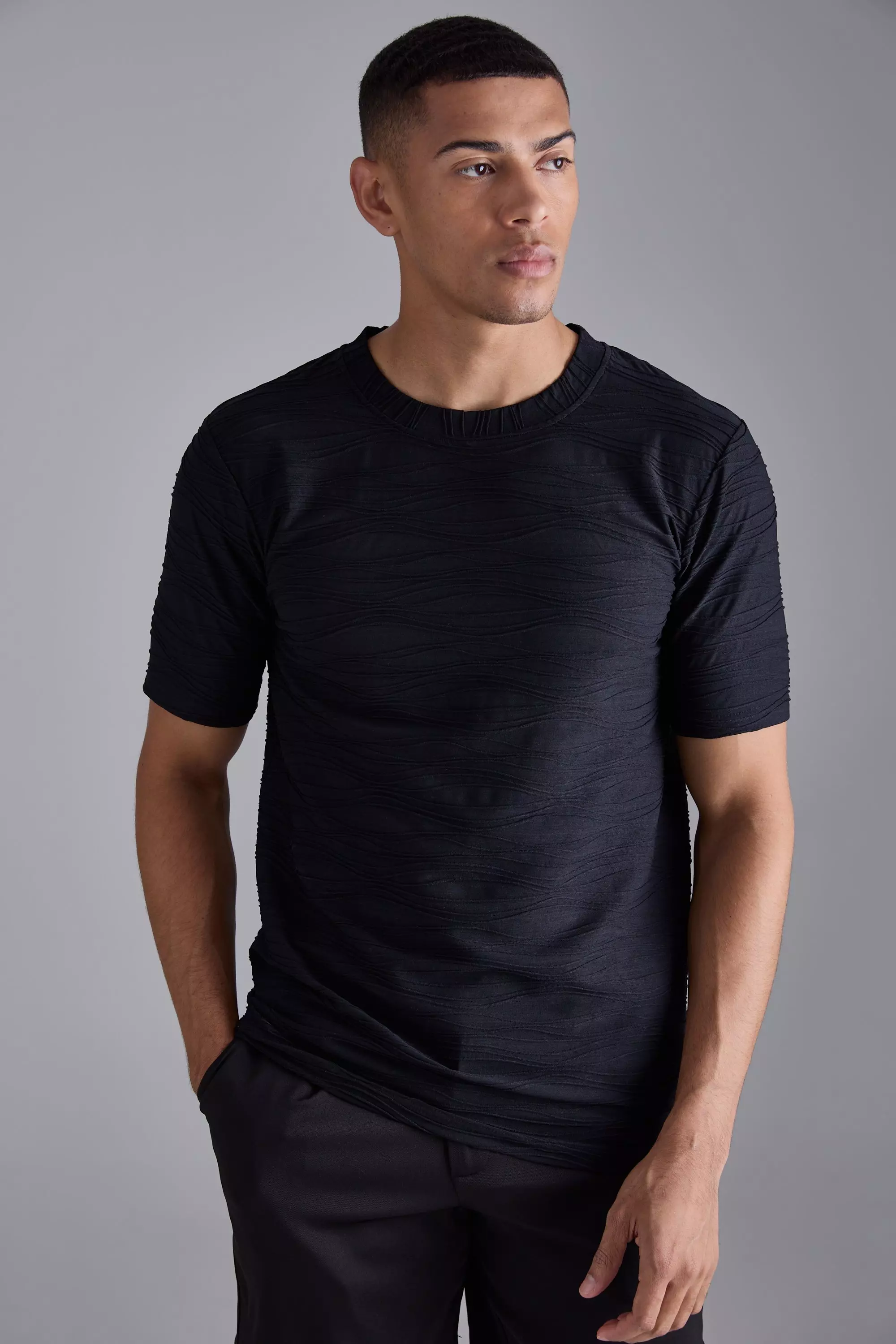 Slim Textured T-shirt Black
