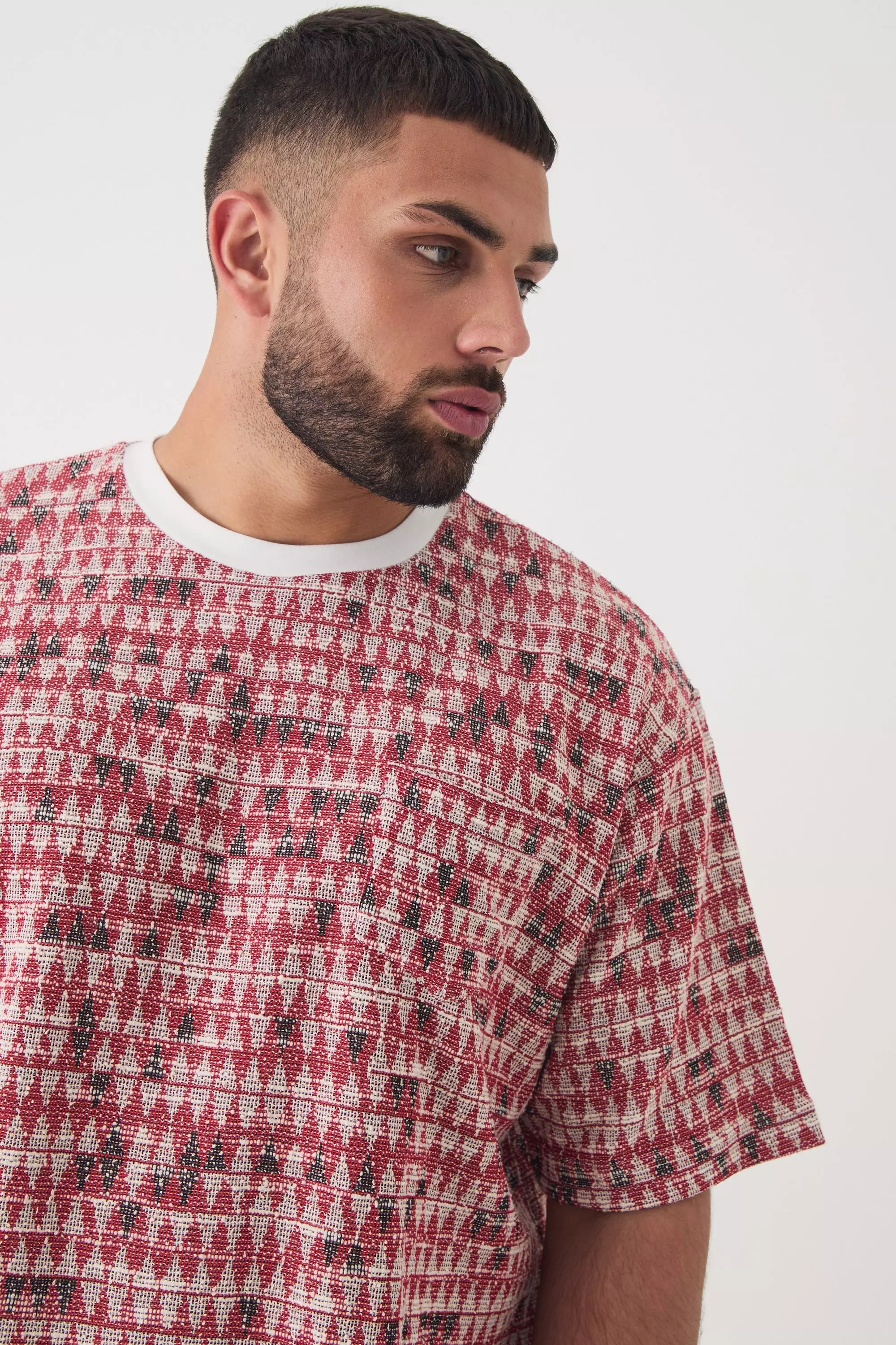 Plus Oversize Jacquard T-Shirt, Red alternatives Bild
