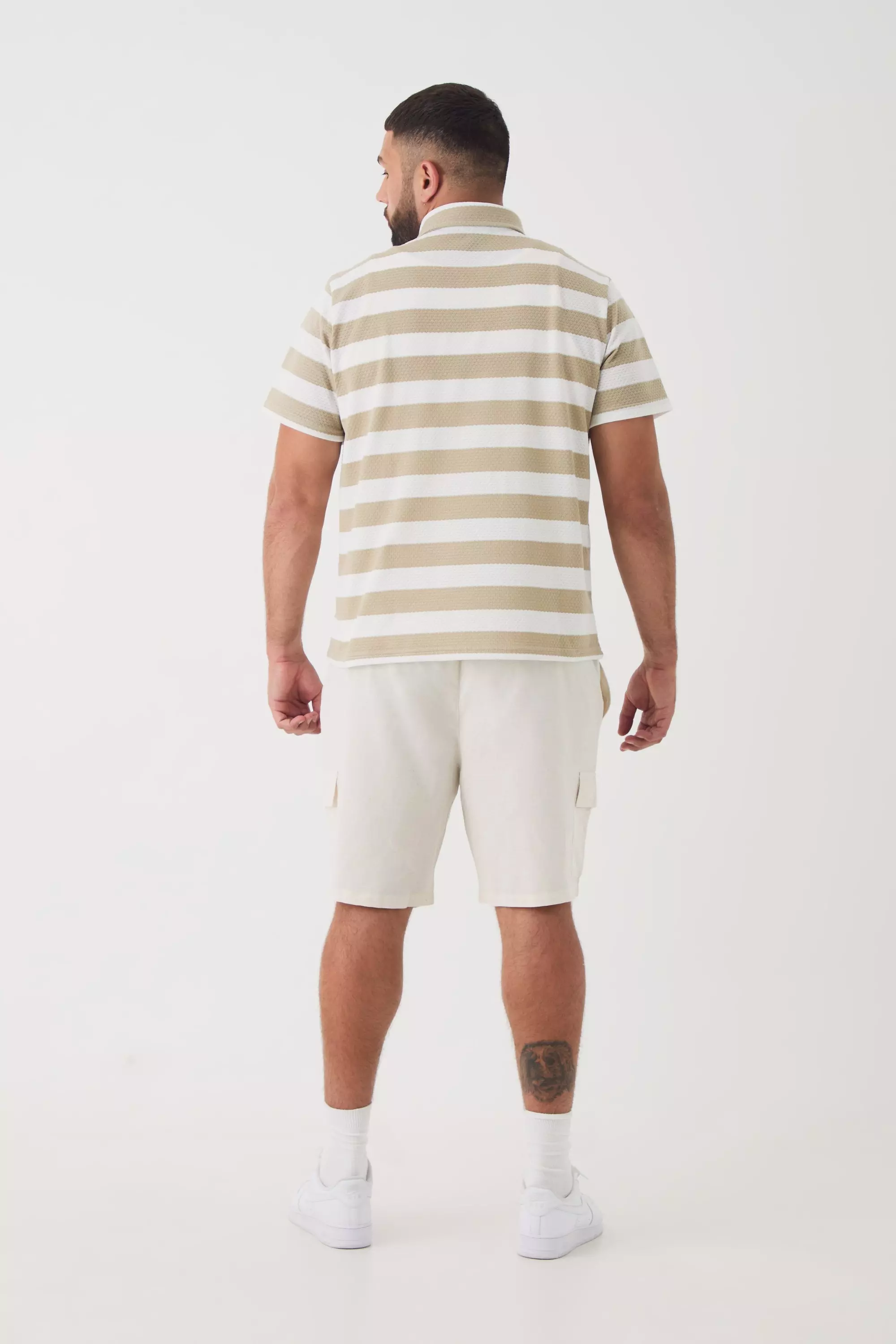 Stone Plus Textured Stripe Polo alternative image