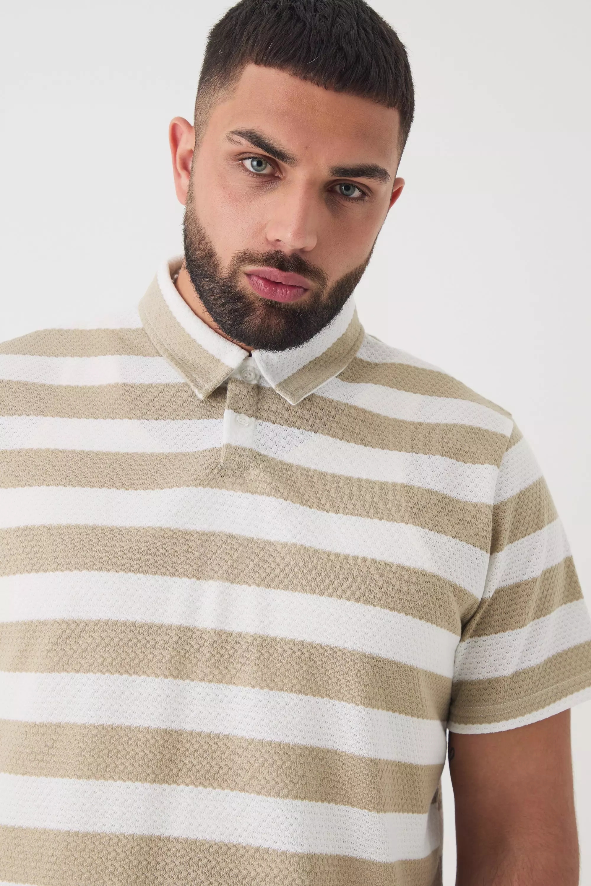 Stone Plus Textured Stripe Polo alternative image