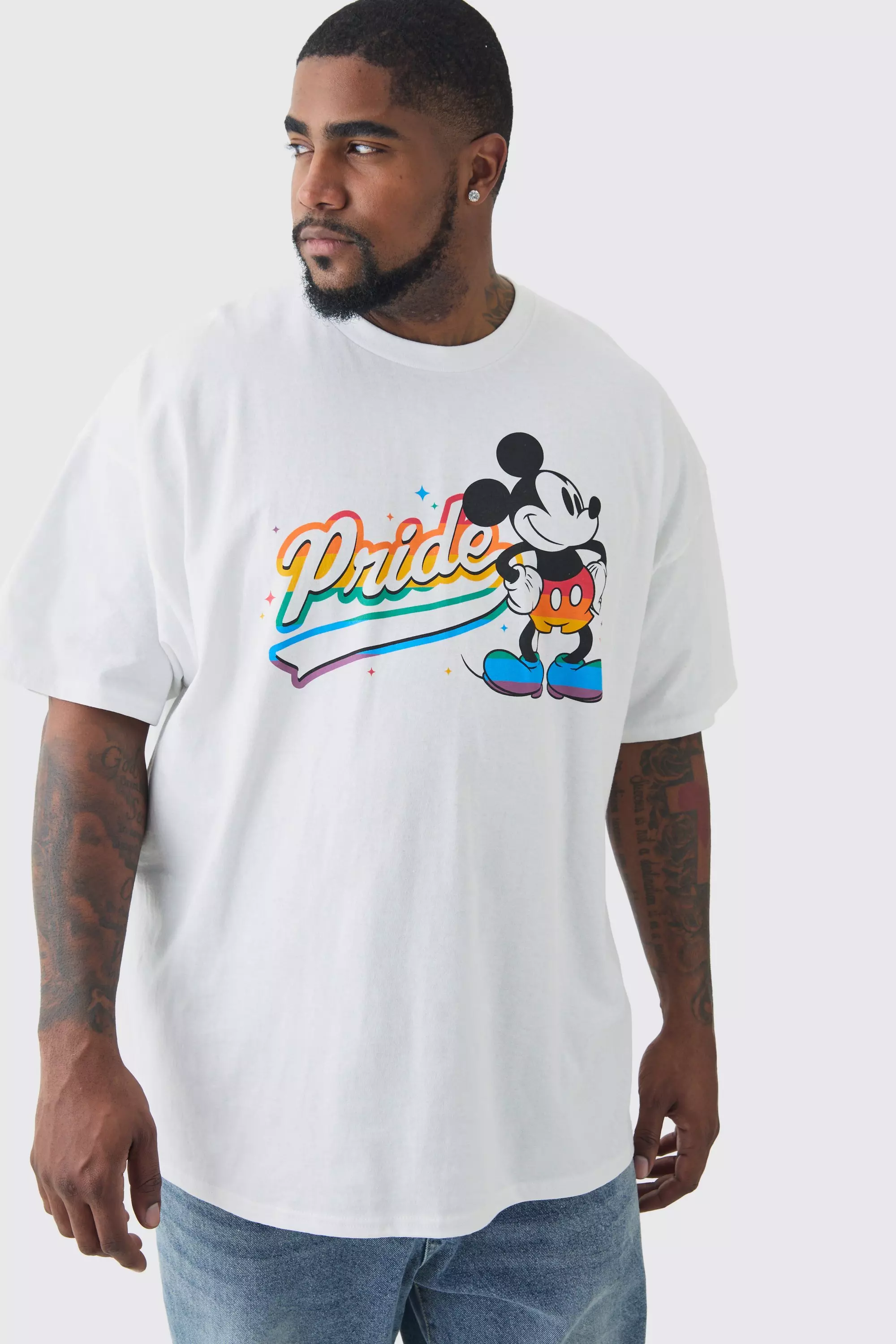 Plus Disney Mickey Mouse Pride License Graphic T-shirt White