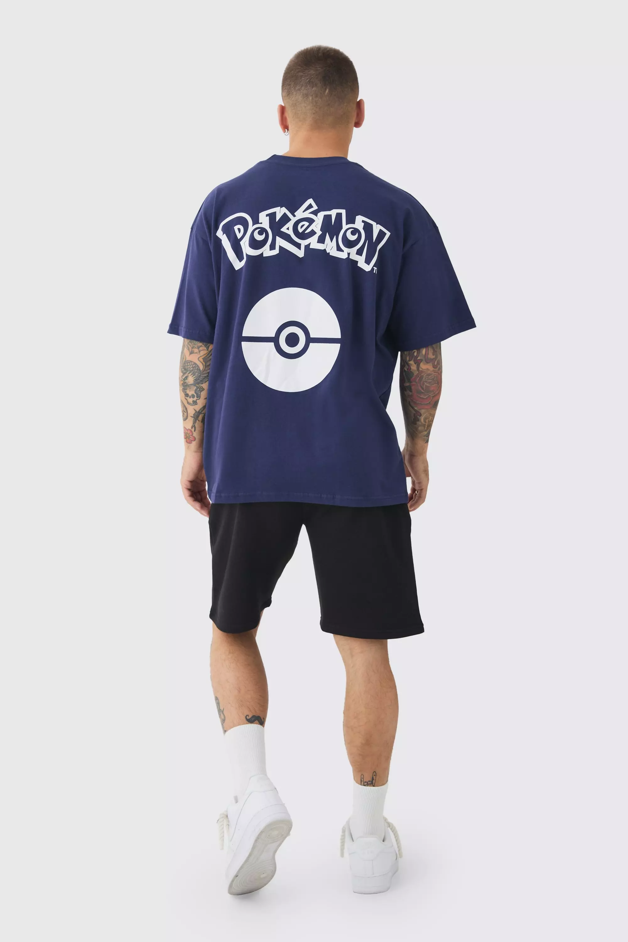 Navy Oversized Pokemon Extended Neck License T-shirt alternative image