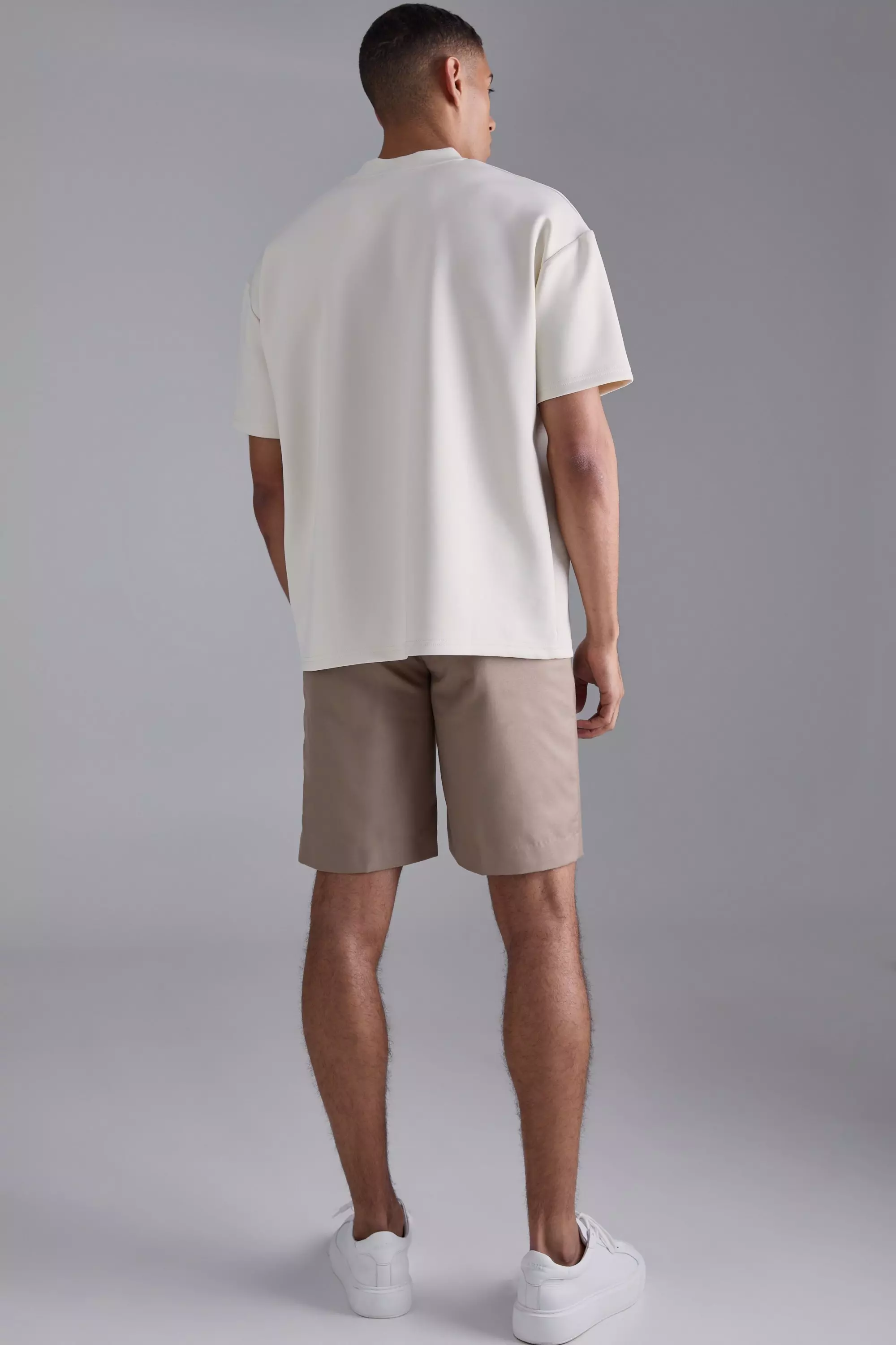 Ecru Oversized Extended Neck Scuba T-shirt alternative image