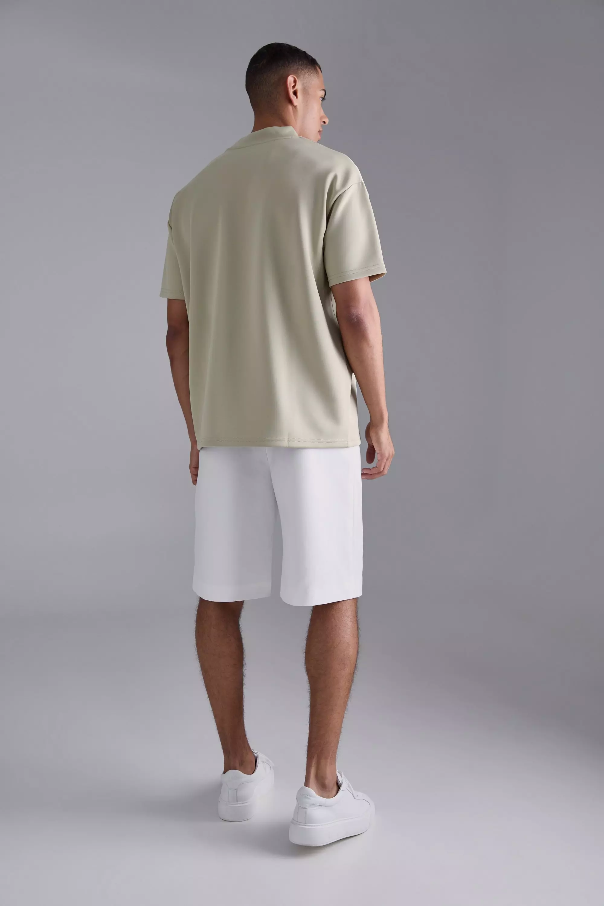T-shirt oversize à col montant, Khaki autre image