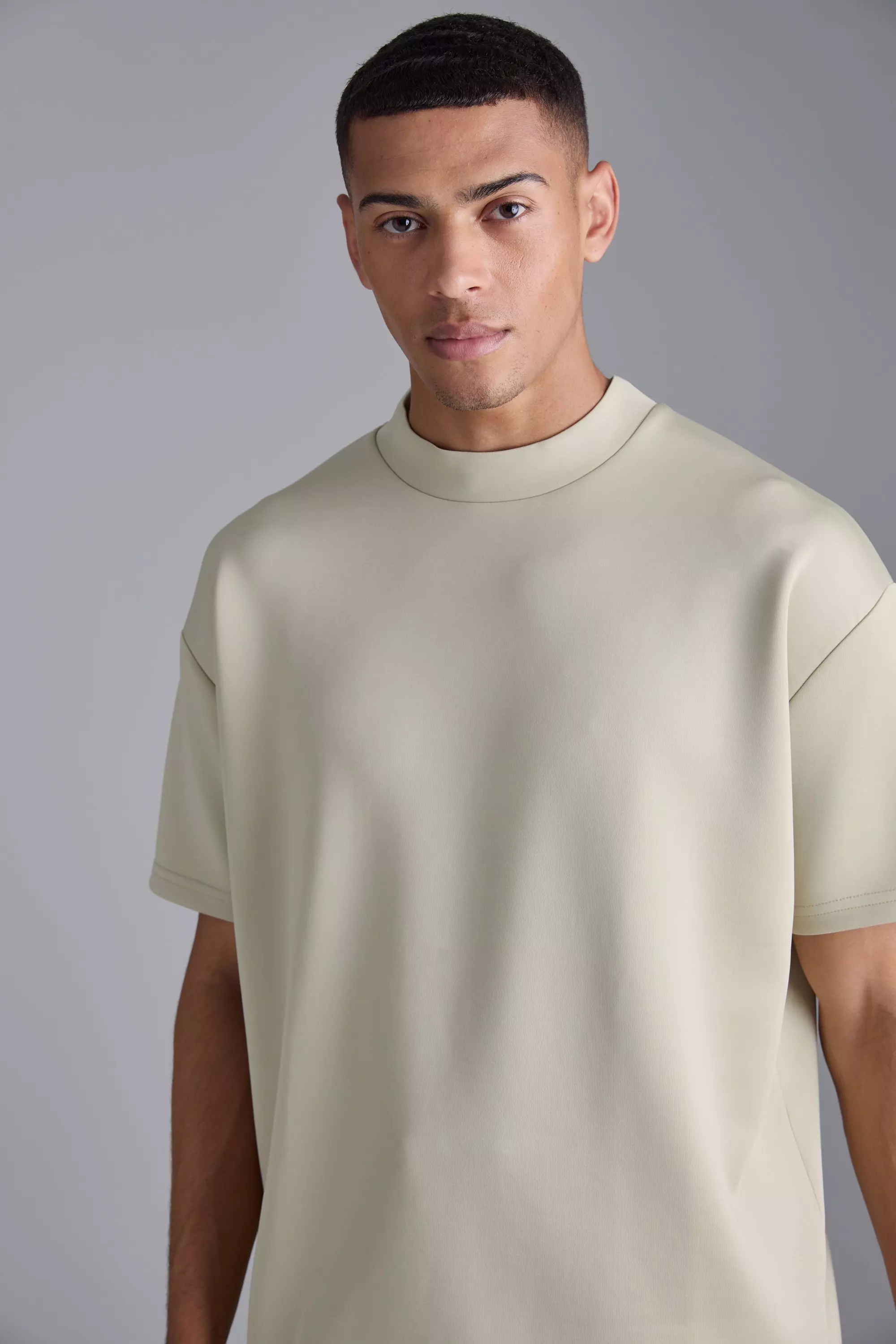 T-shirt oversize à col montant, Khaki autre image