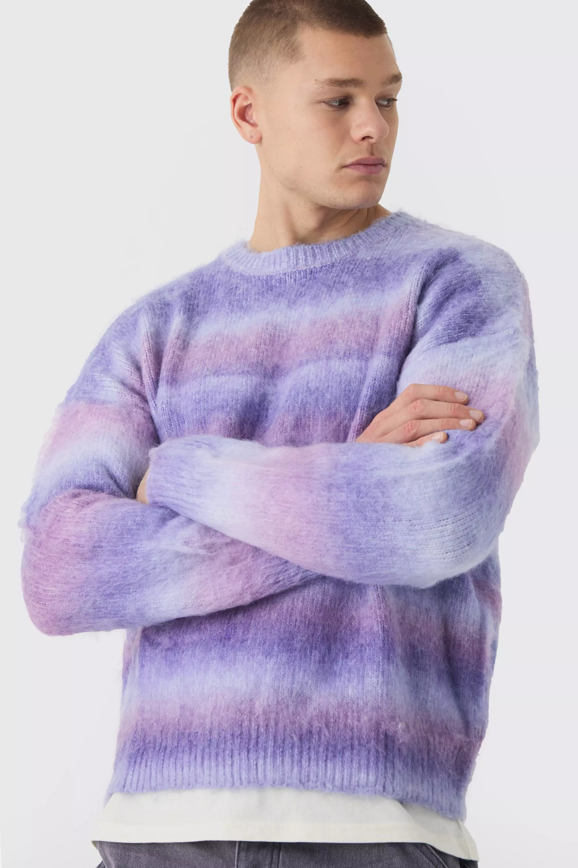 Pull oversize en maille brossée, Purple autre image
