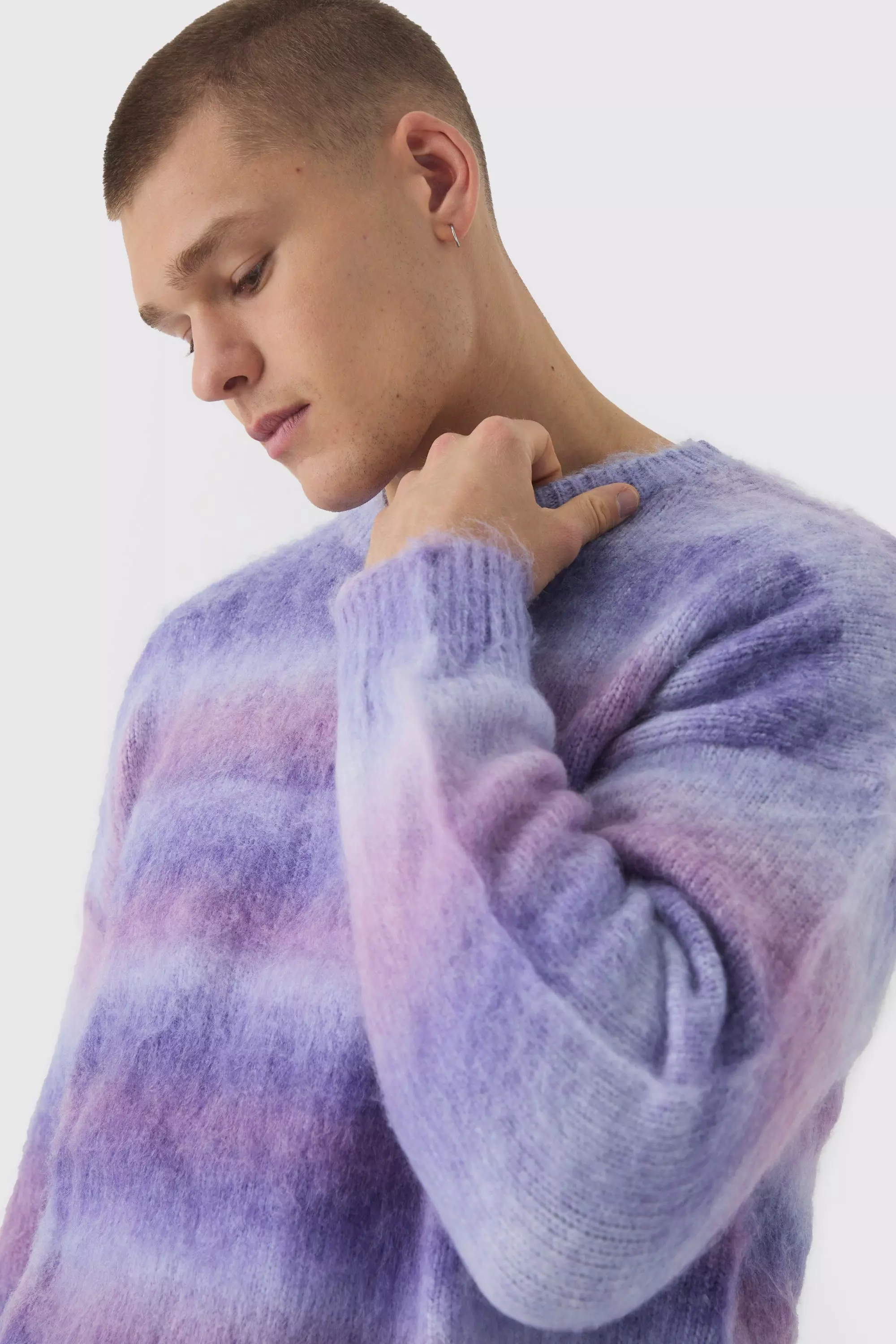Pull oversize en maille brossée, Purple autre image