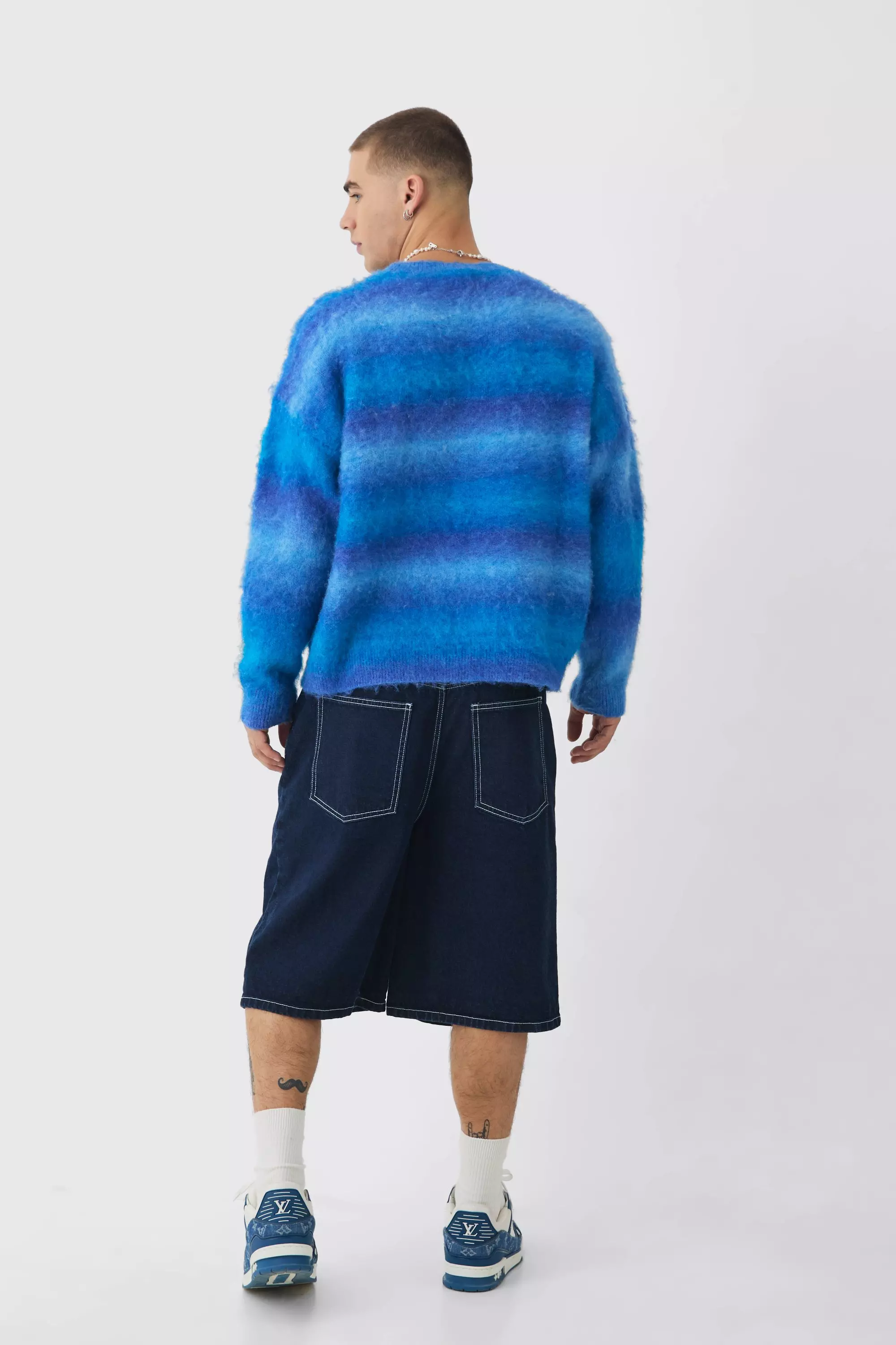 Cobalt Oversized Gebreide Boxy Ombre Trui alternatieve afbeelding