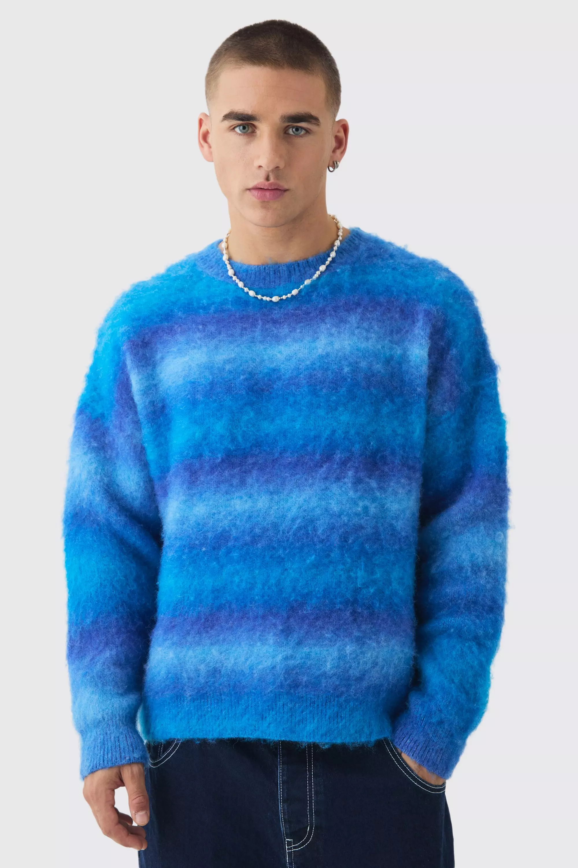 Cobalt Oversized Gebreide Boxy Ombre Trui alternatieve afbeelding