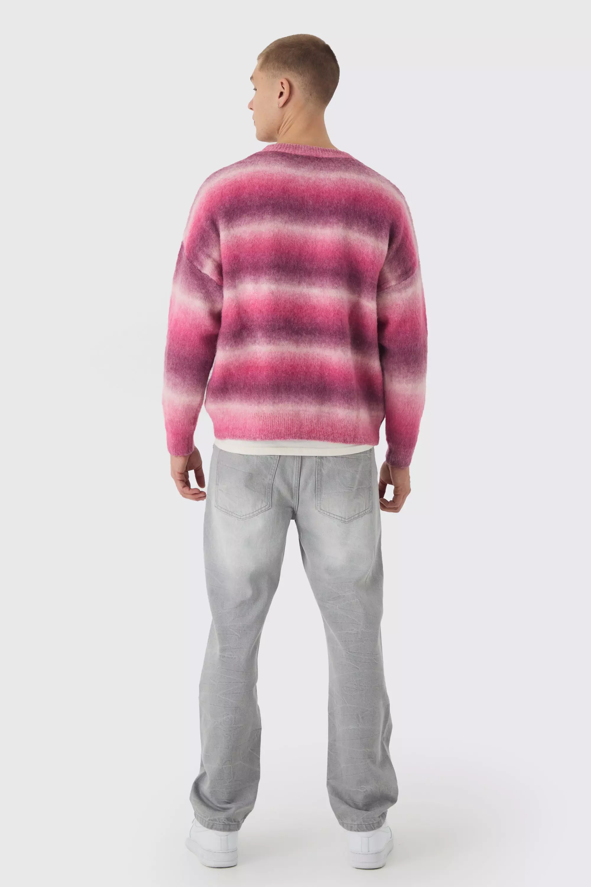 Kastiger Oversize Pullover mit Farbverlauf, Pink alternatives Bild