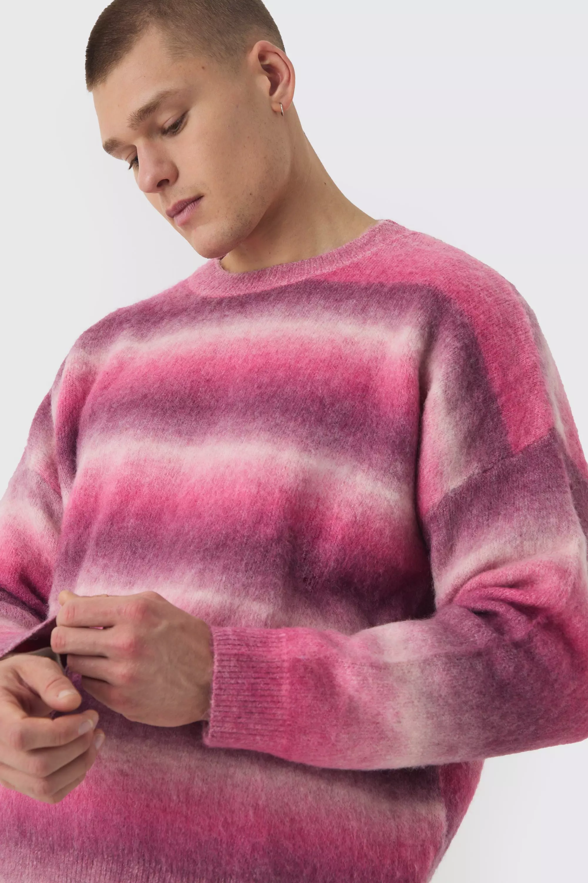 Kastiger Oversize Pullover mit Farbverlauf, Pink alternatives Bild