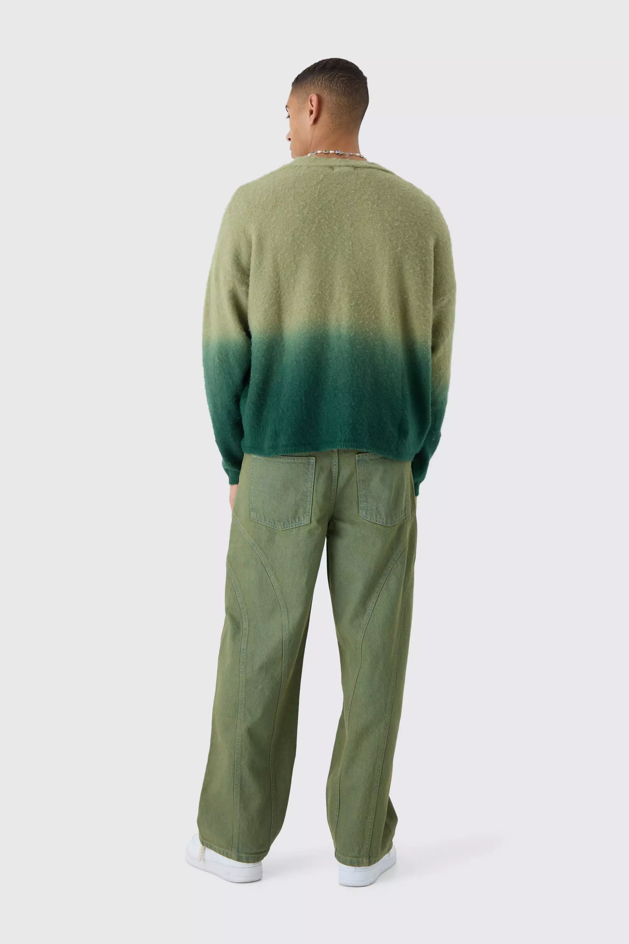 Kastiger Oversize Strick-Cardigan, Khaki alternatives Bild