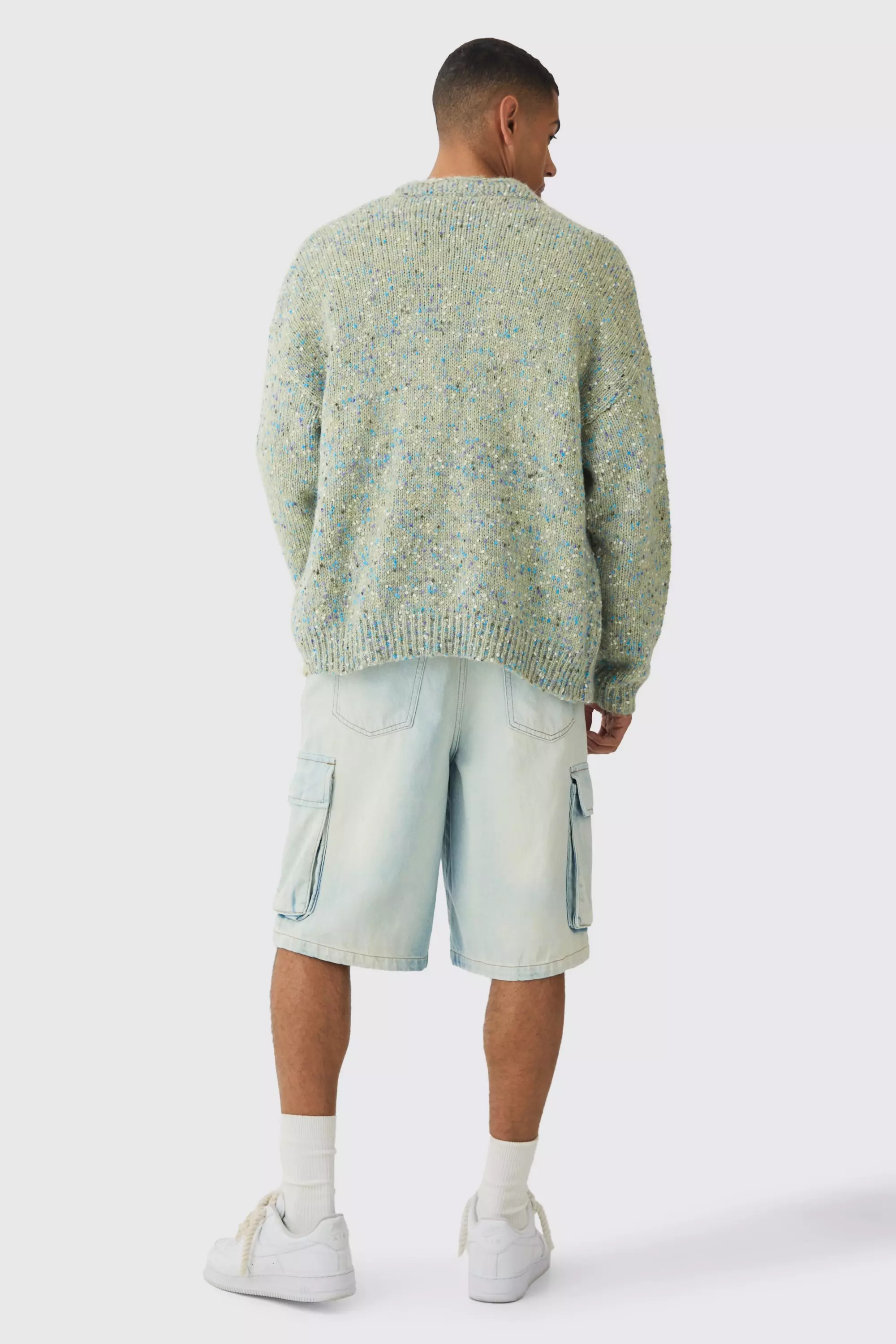 Oversized Boxy Brushed Stripe Knitted Cardigan | boohooMAN USA