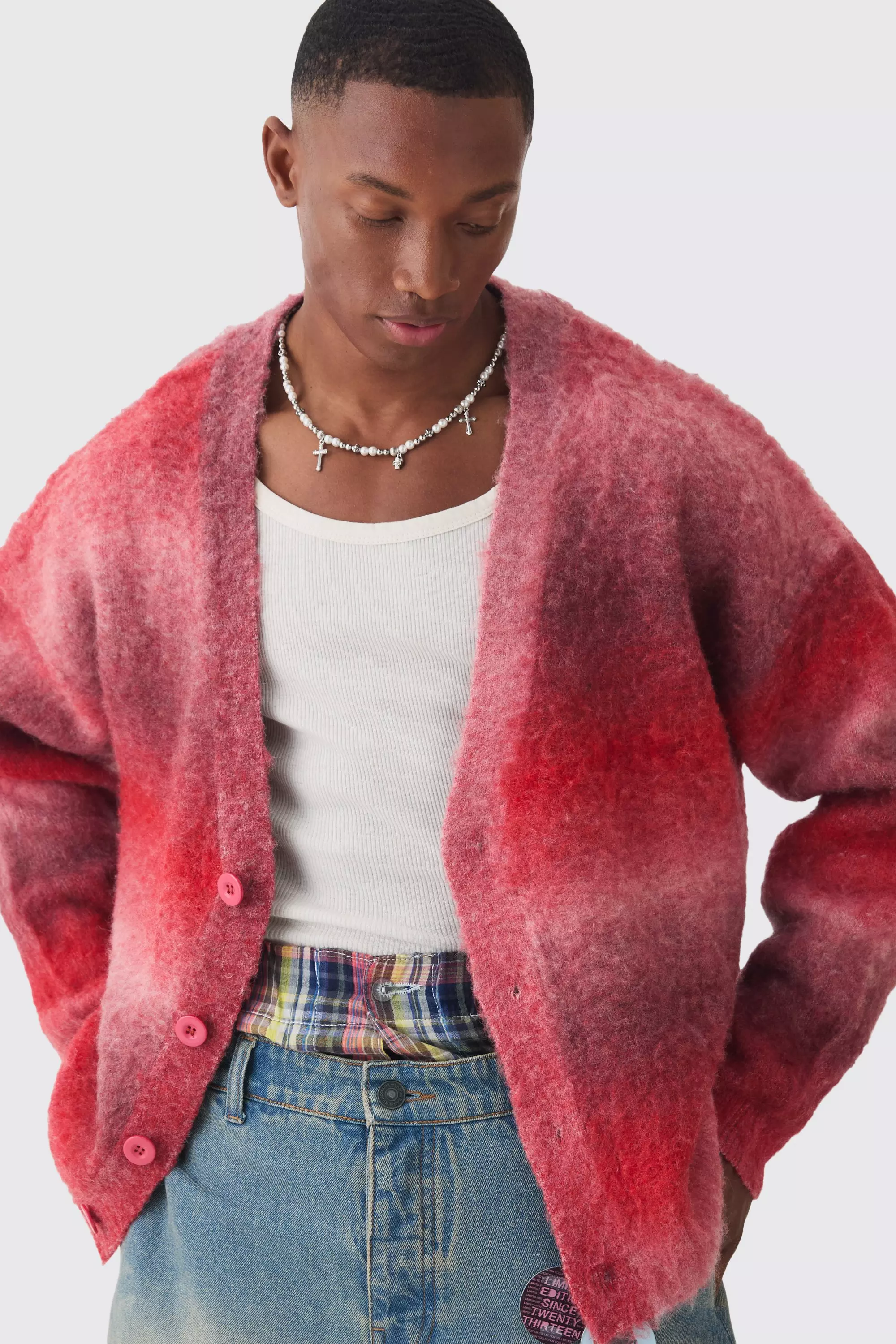 Oversized Boxy Ombre Knitted Cardigan | boohooMAN USA