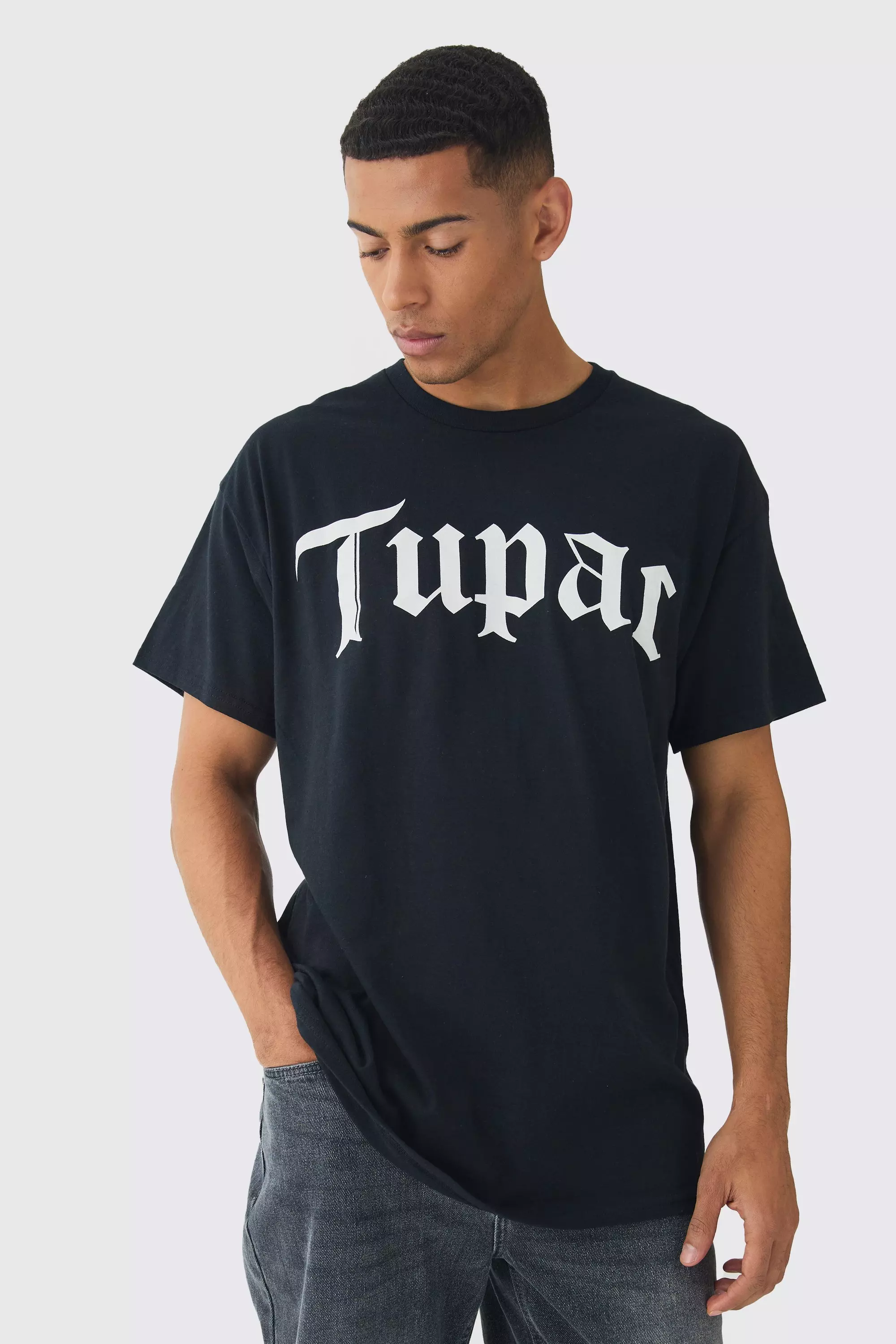 Oversized Tupac License T-shirt Black