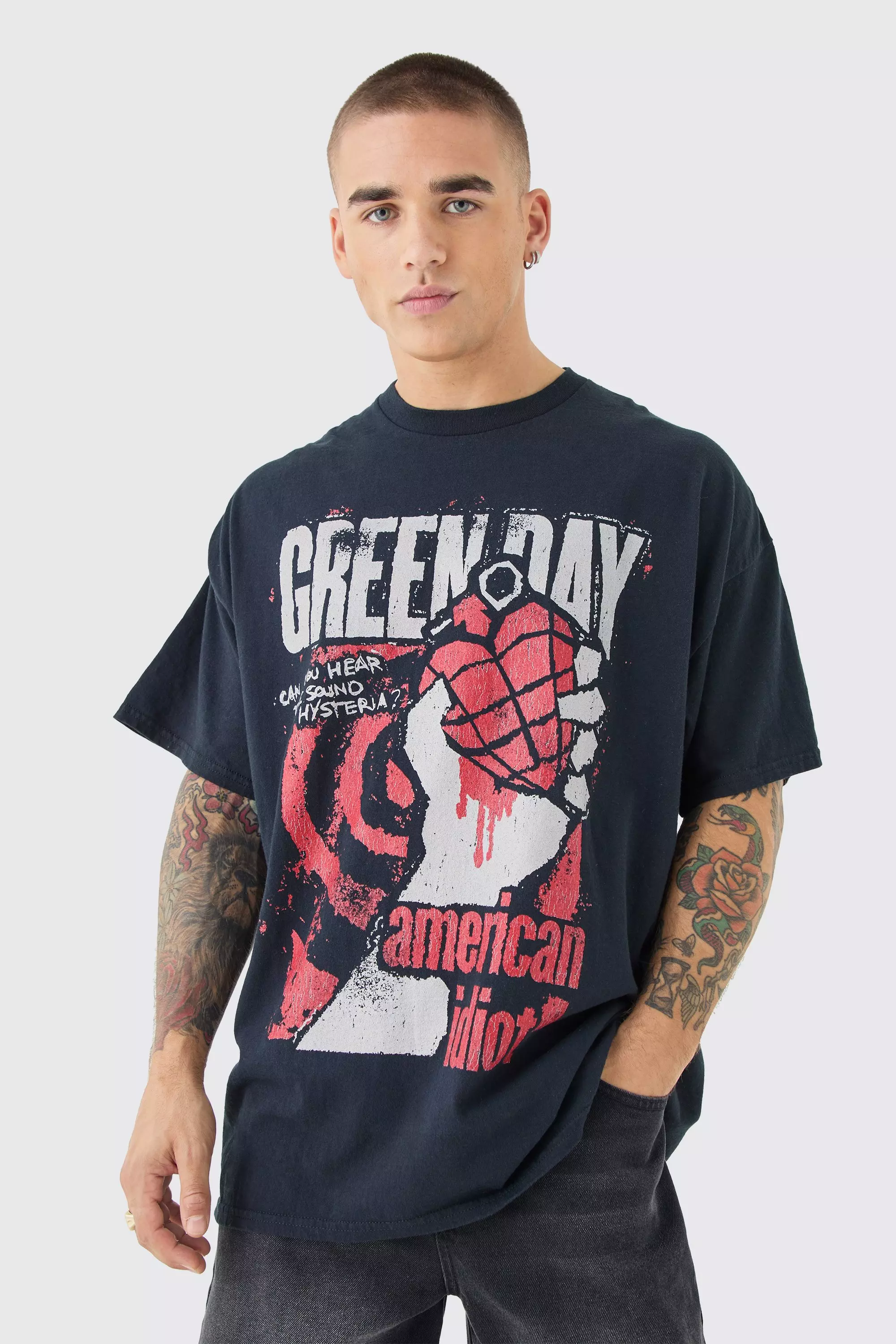 Oversized Green Day Wash License T-shirt Black