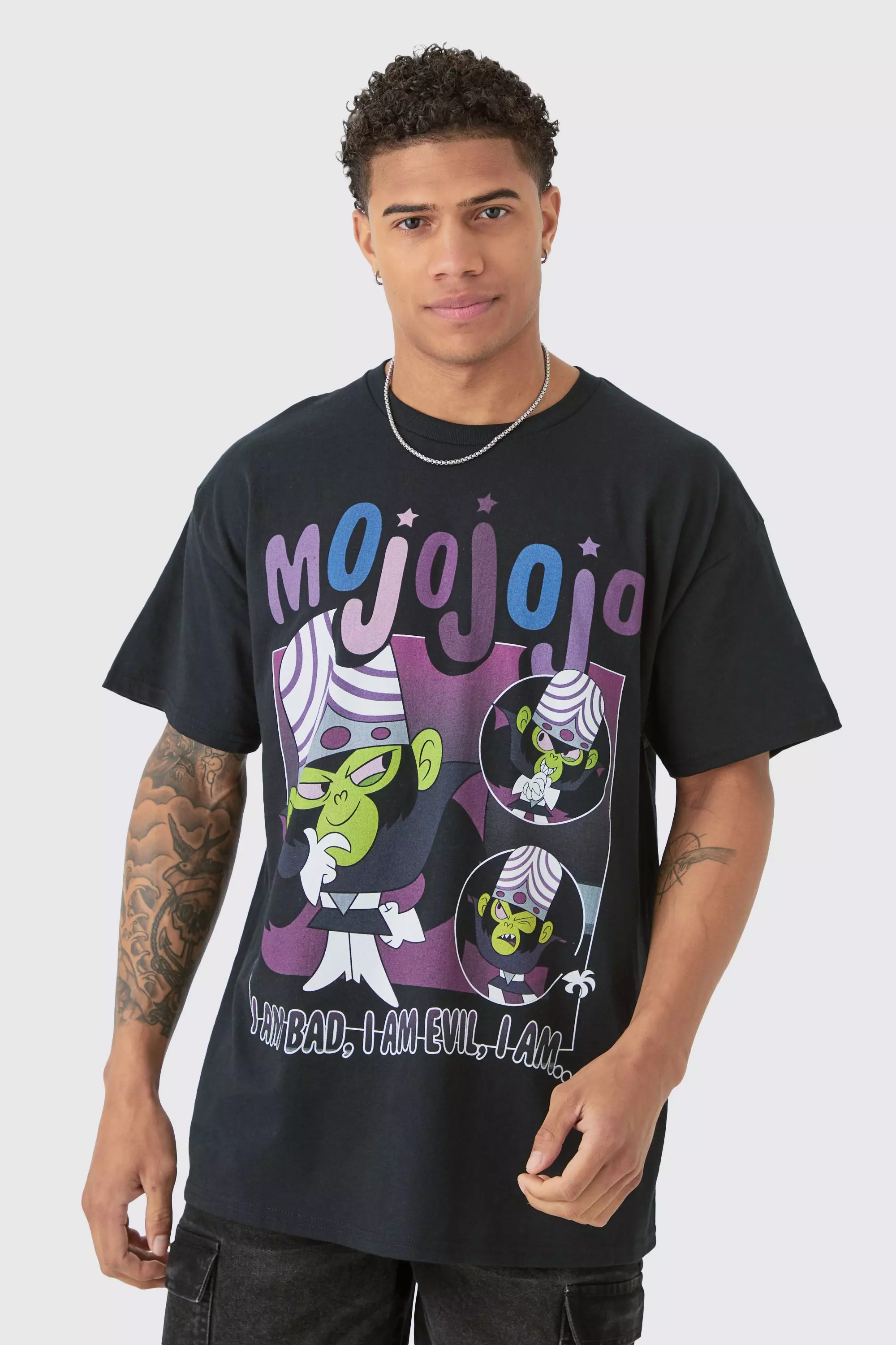 Oversized Mojojojo Powerpuff Girls License T-shirt Black