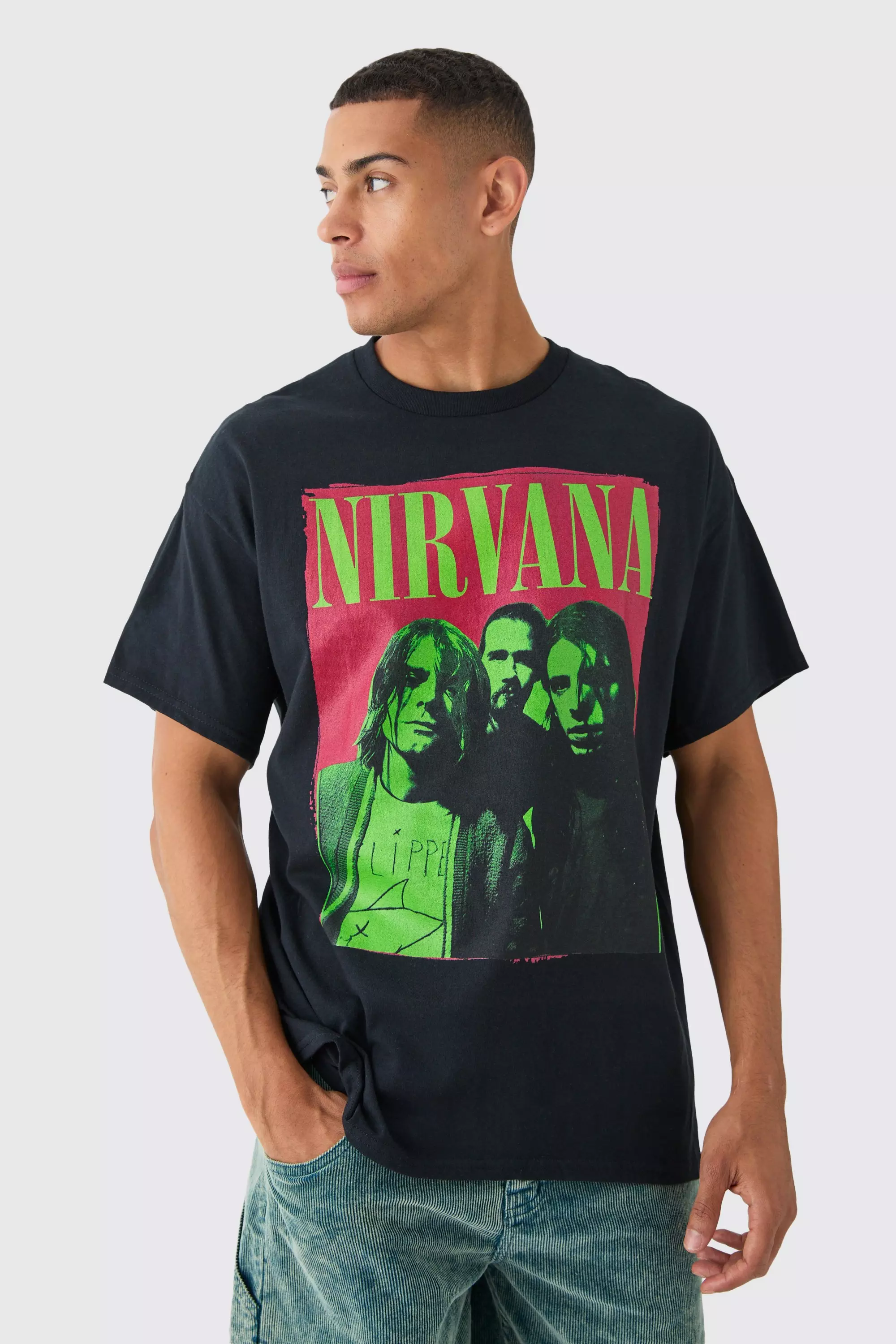 Oversized Nirvana Band License T-shirt Black