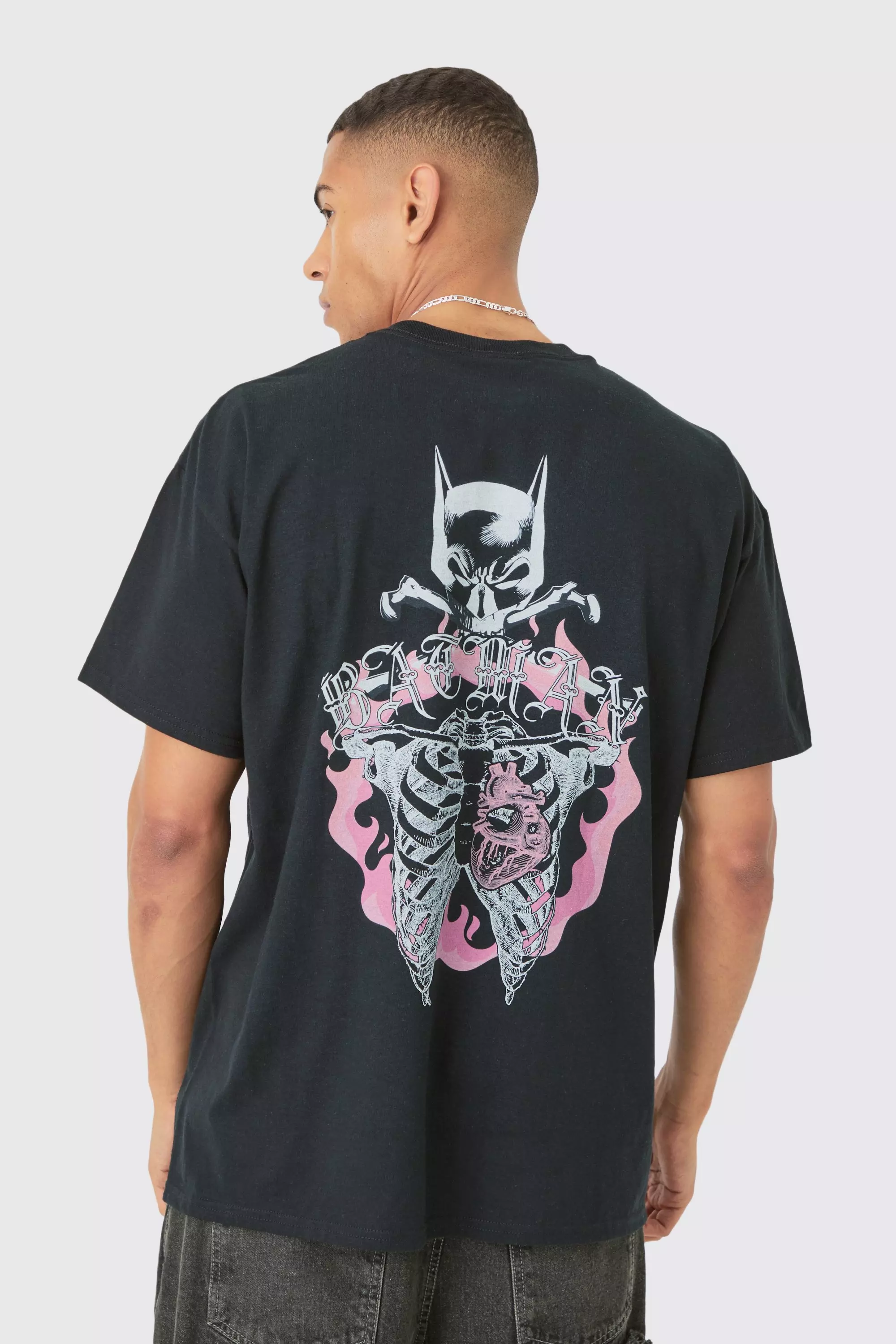 Oversized Batman Gothic Skeleton License T-shirt Black