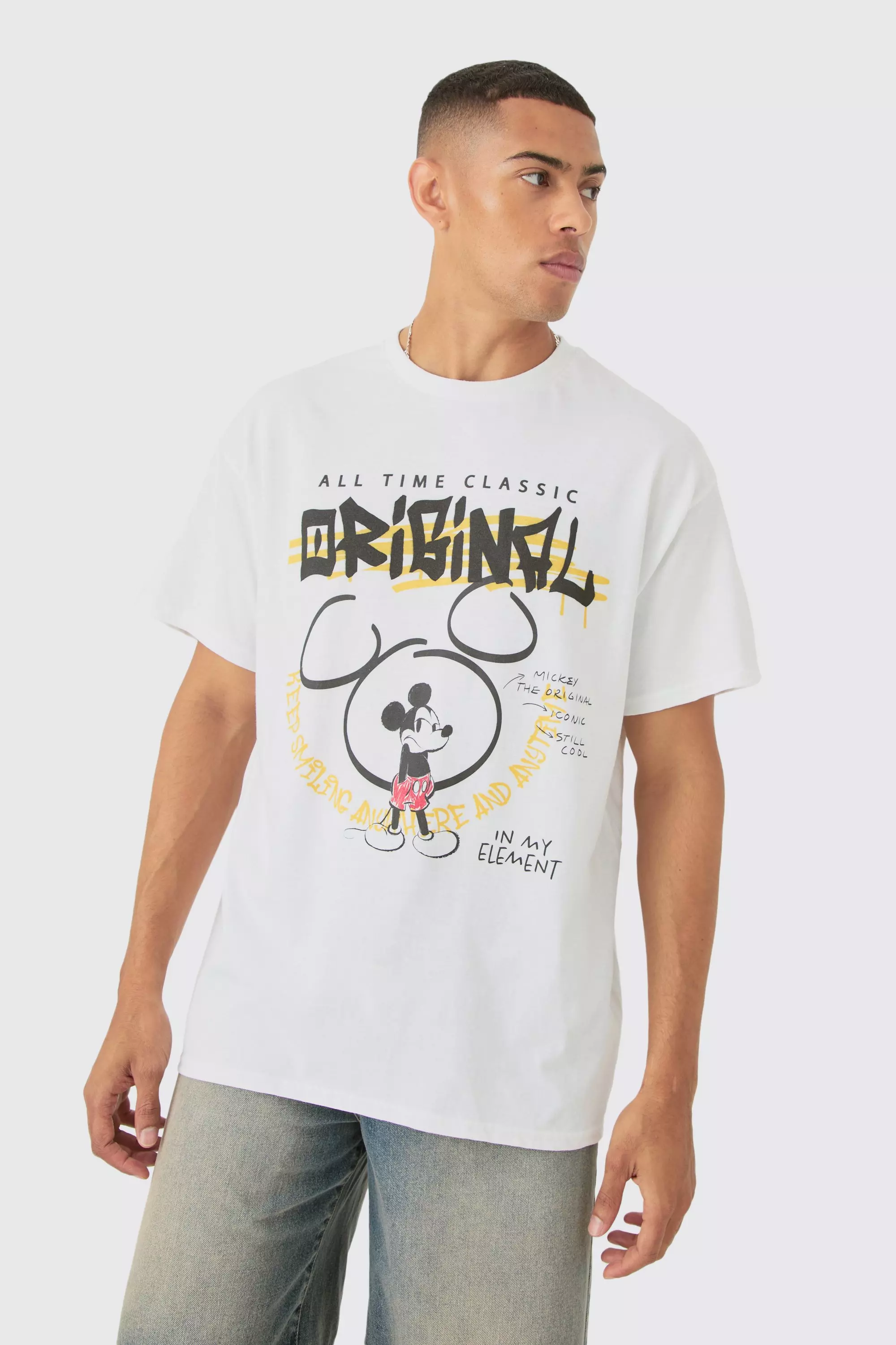 Oversized Mickey Mouse Disney License T-shirt White