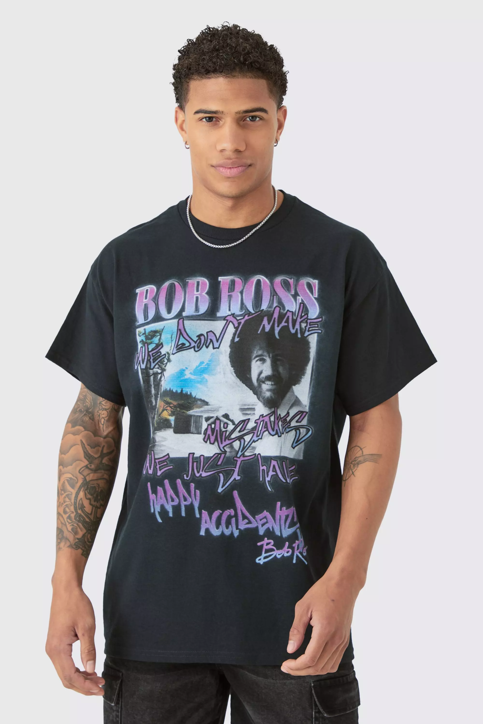 T-shirt oversize à imprimé Bob Ross, Black autre image