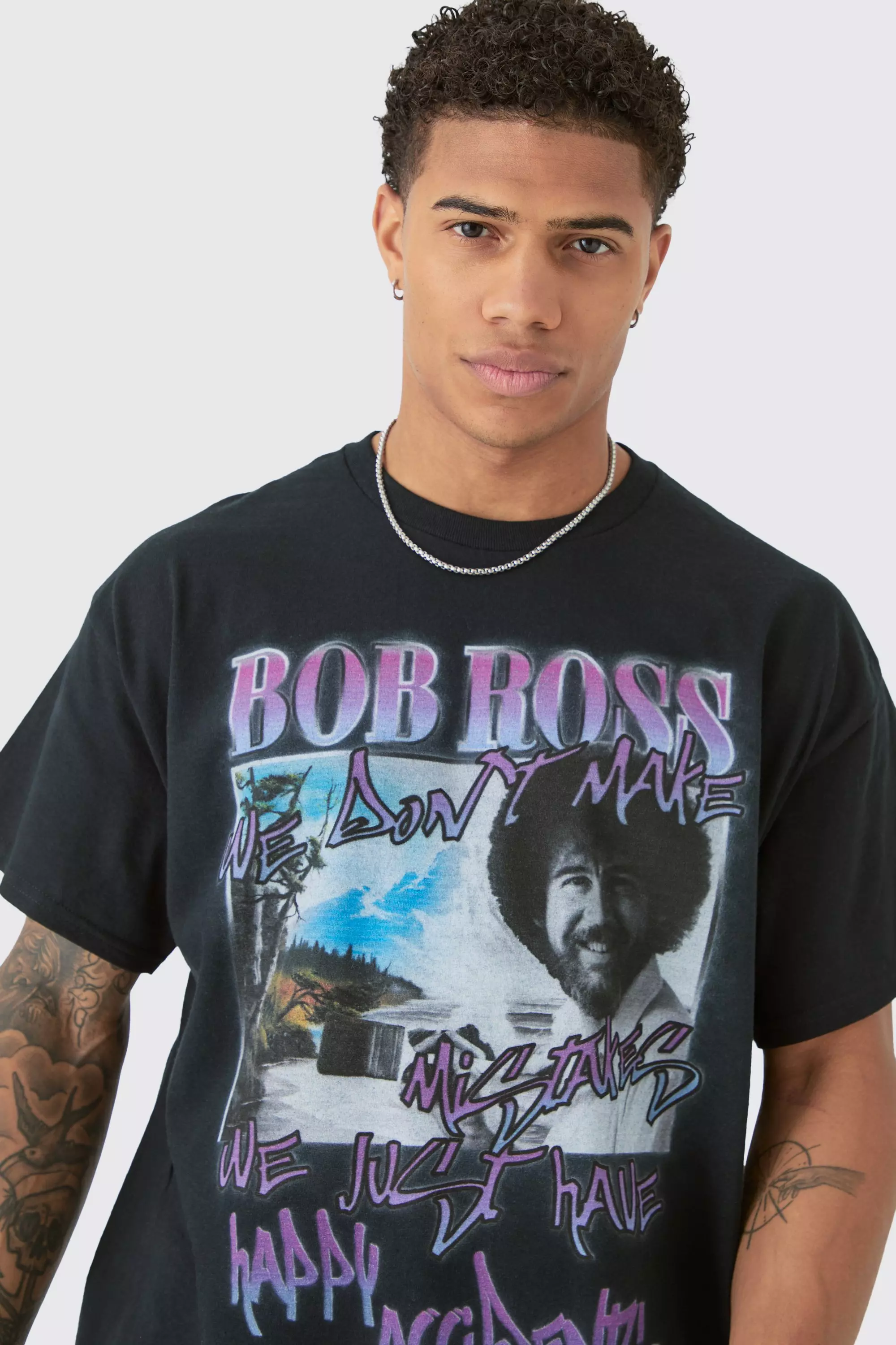 T-shirt oversize à imprimé Bob Ross, Black autre image