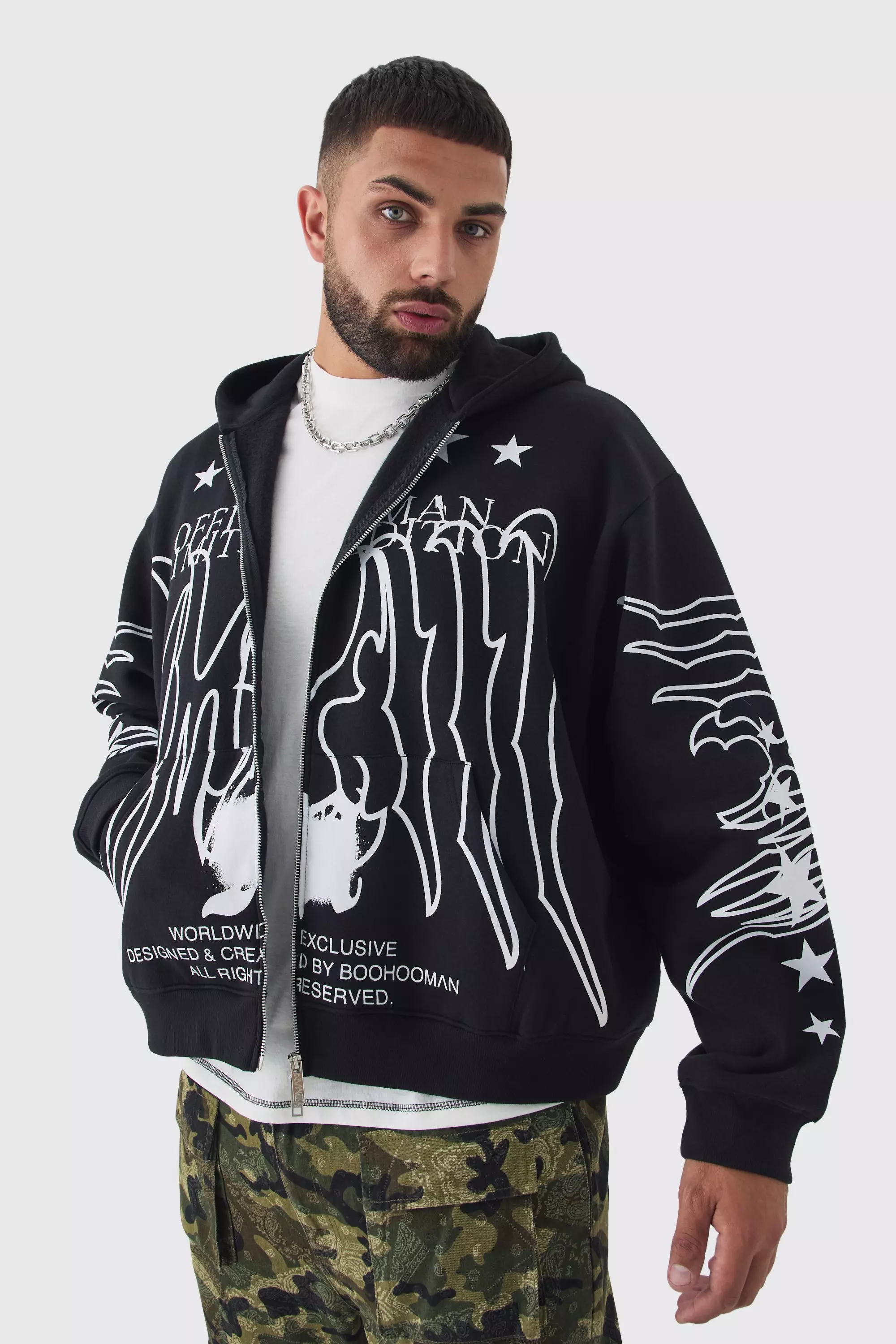 Black Plus Oversized Official Man Print Hoodie alternative image