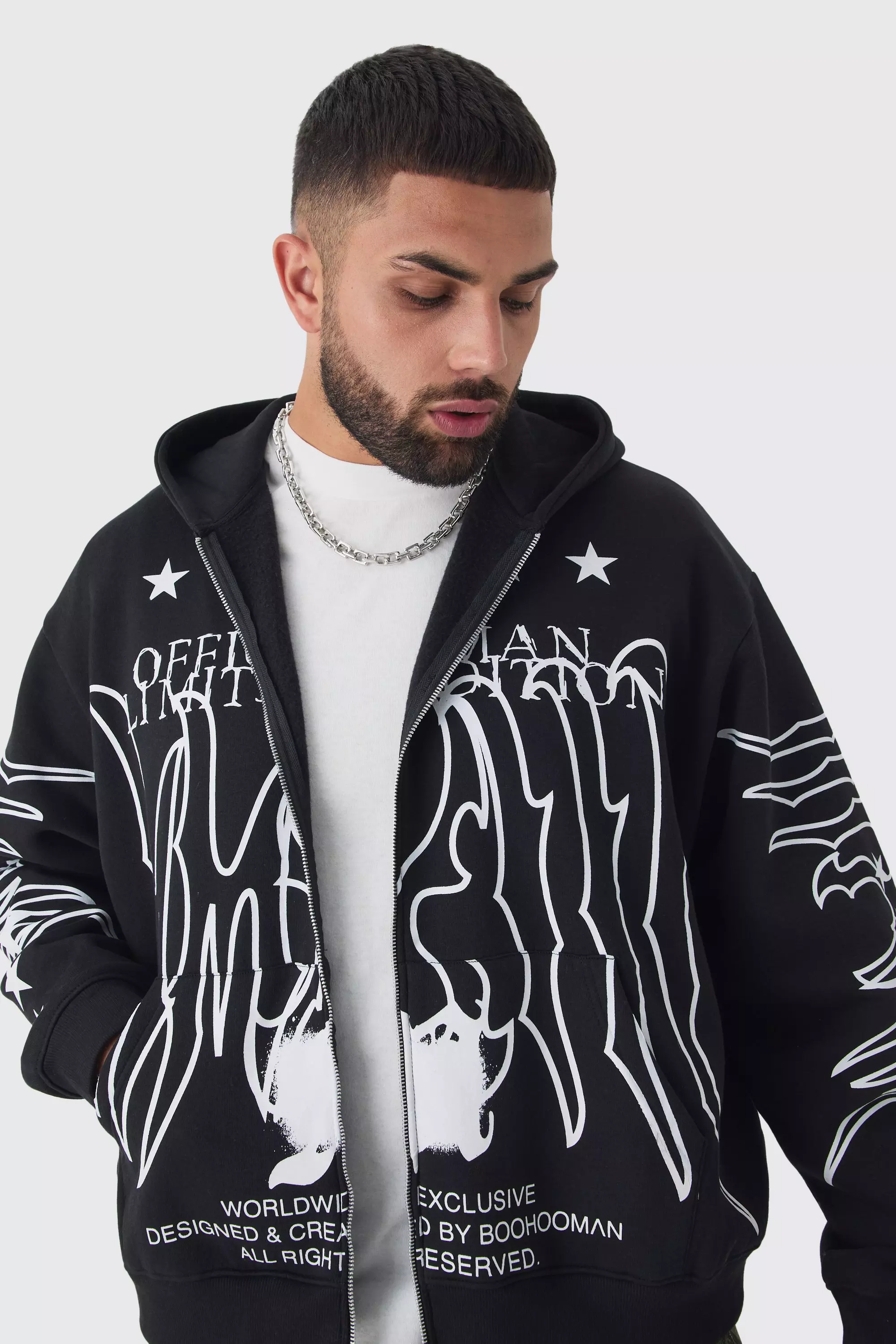 Black Plus Oversized Official Man Print Hoodie alternative image