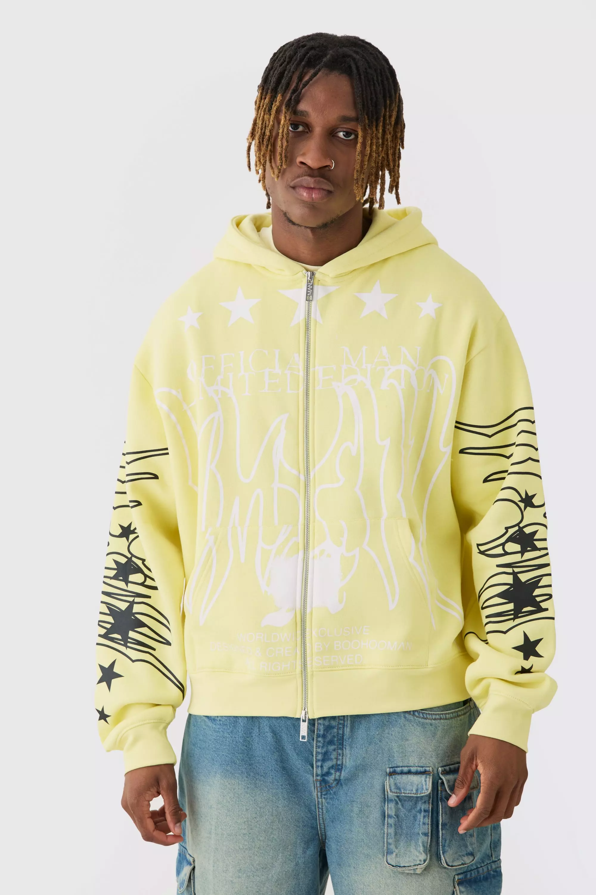 Tall Oversized Official Man Print Hoodie boohooMAN UK