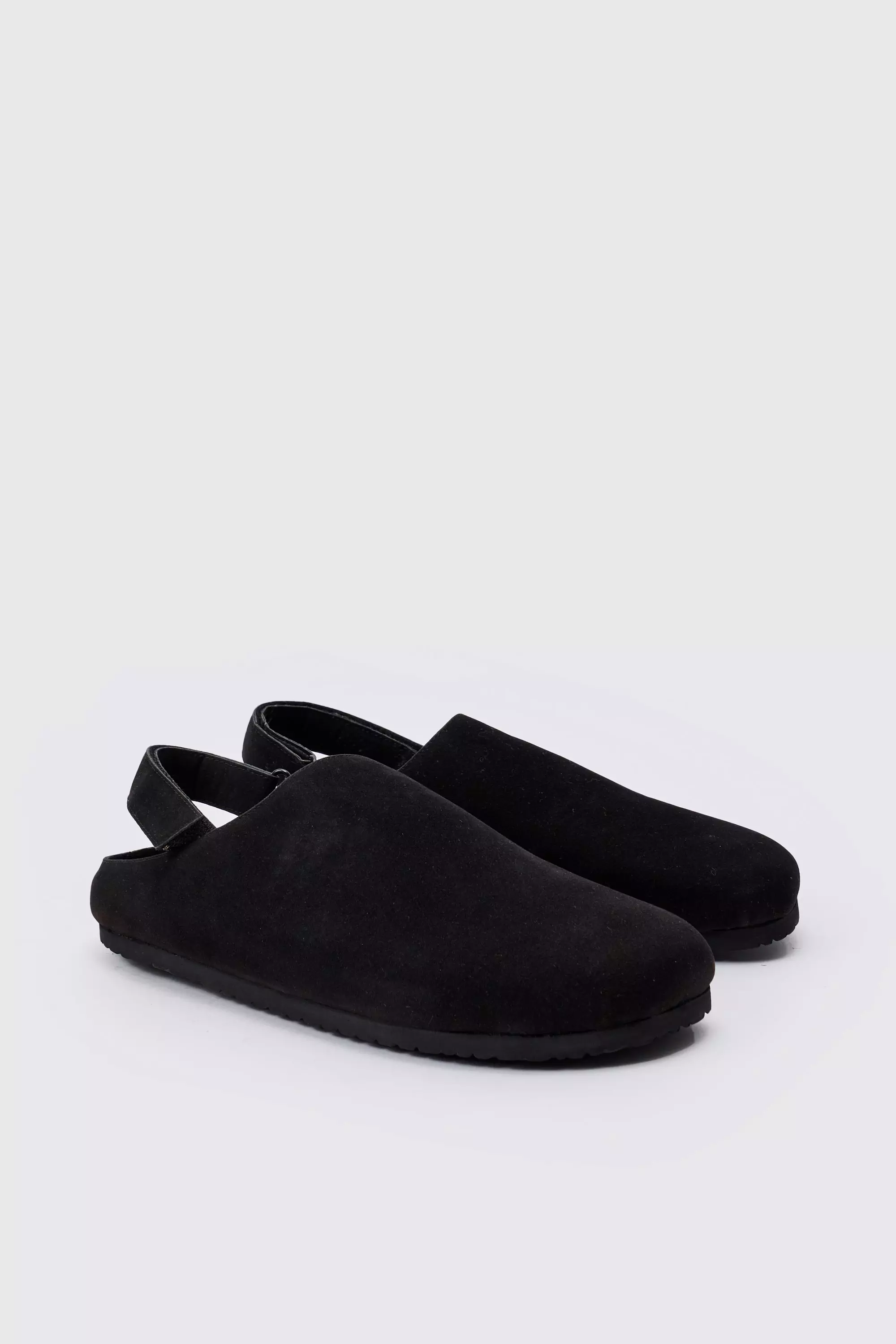 Faux Suede Sling Back Mule In Black Black