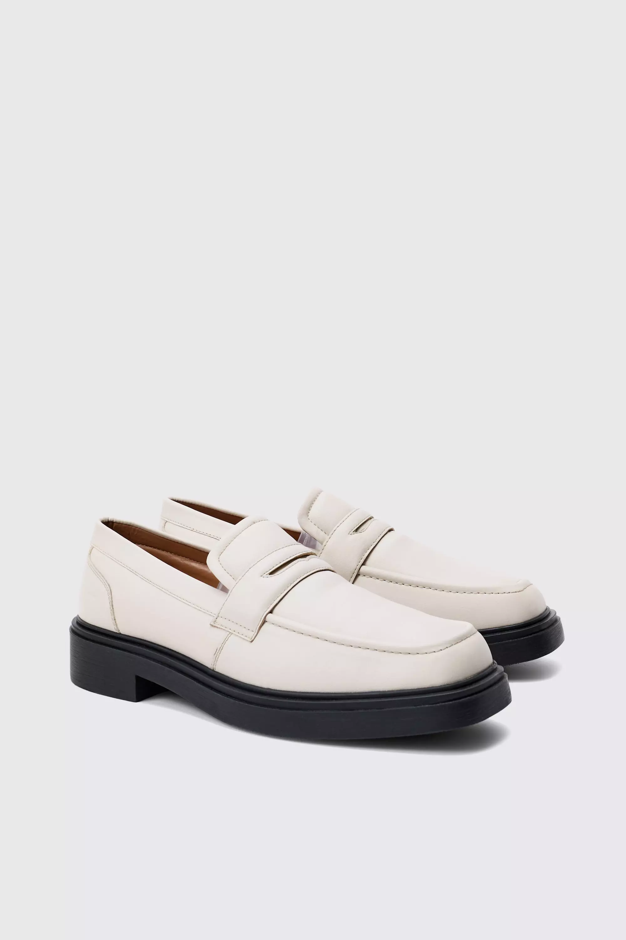 Padded Pu Loafer In Ecru Ecru