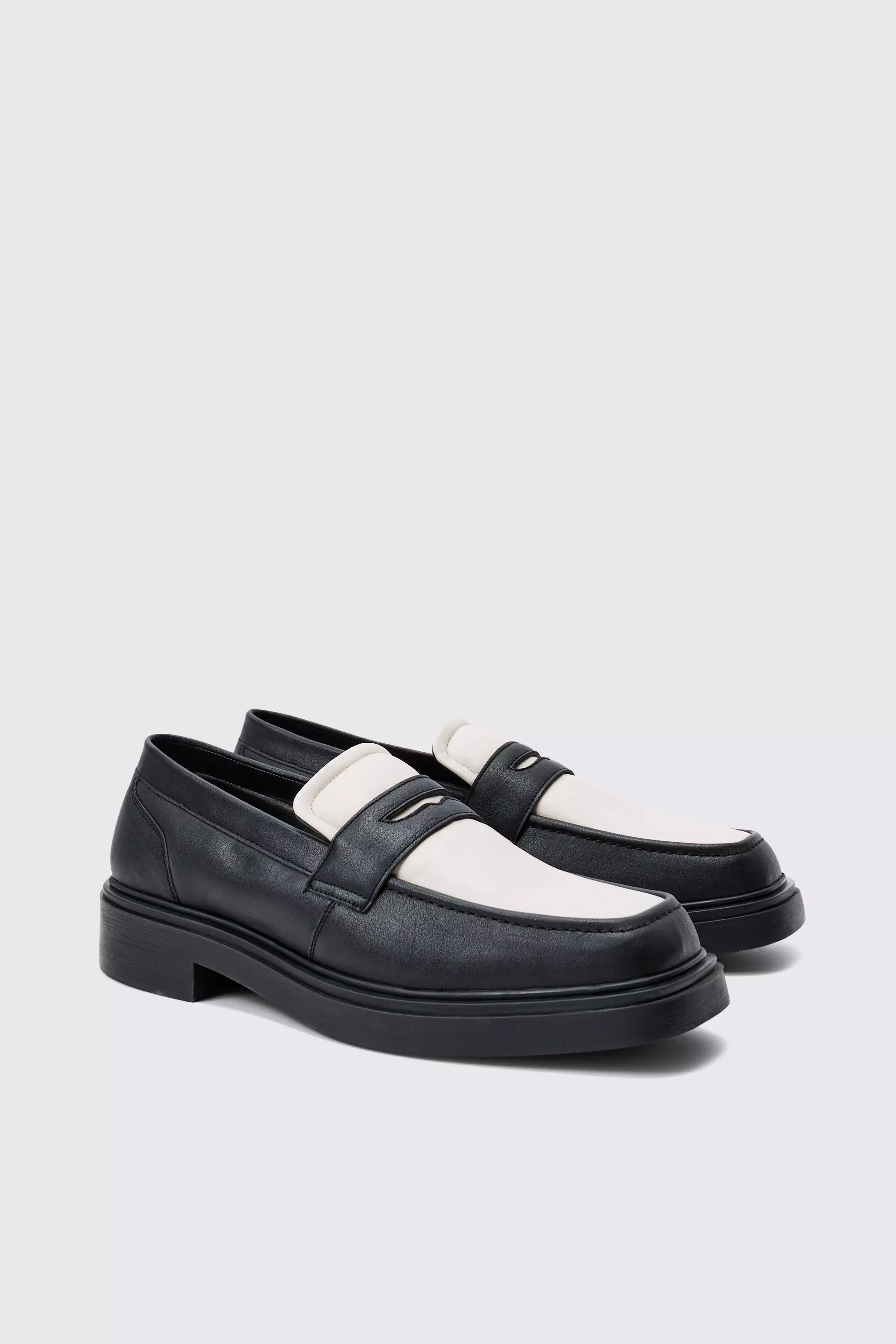 Black Padded Pu Loafer In Black