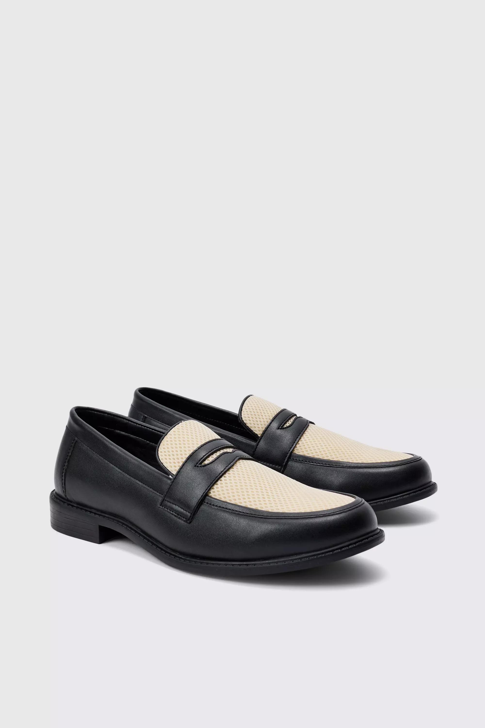 Contrast Panel Mesh Loafer In Black Black