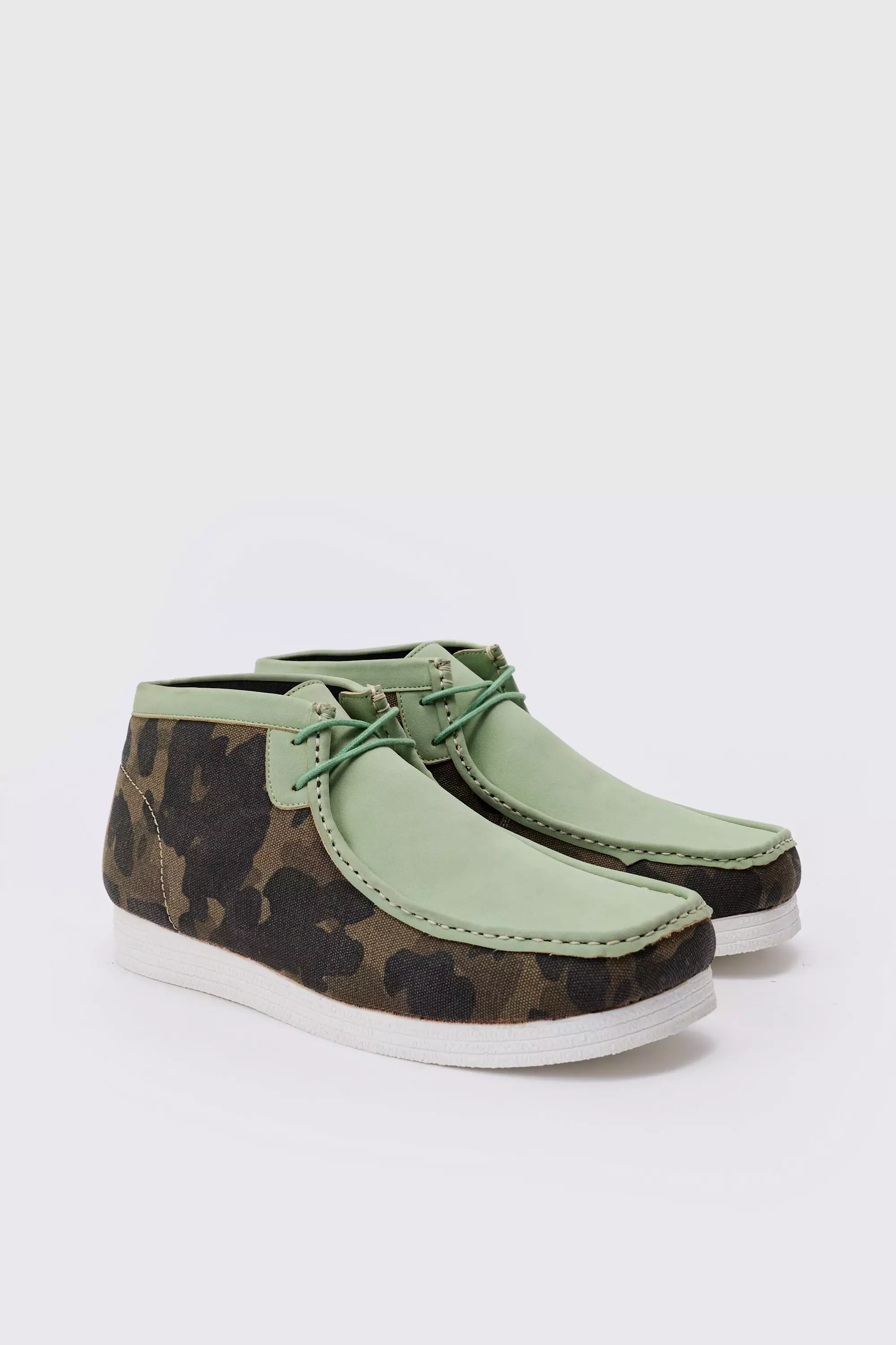 Faux Suede Camo Apron Front Shoes In Green Green