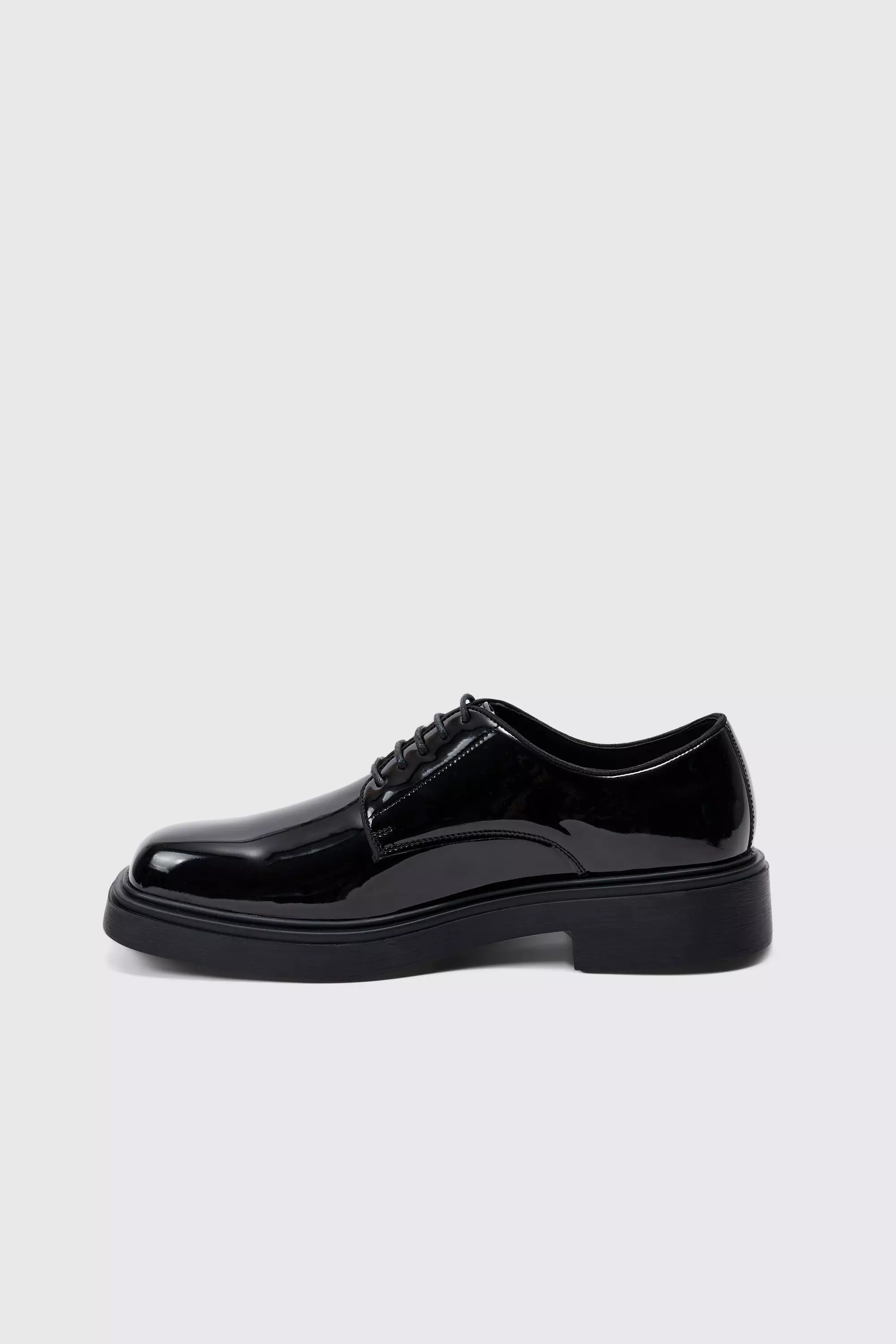 Faux Leather Derby Shoes In Black alternative image