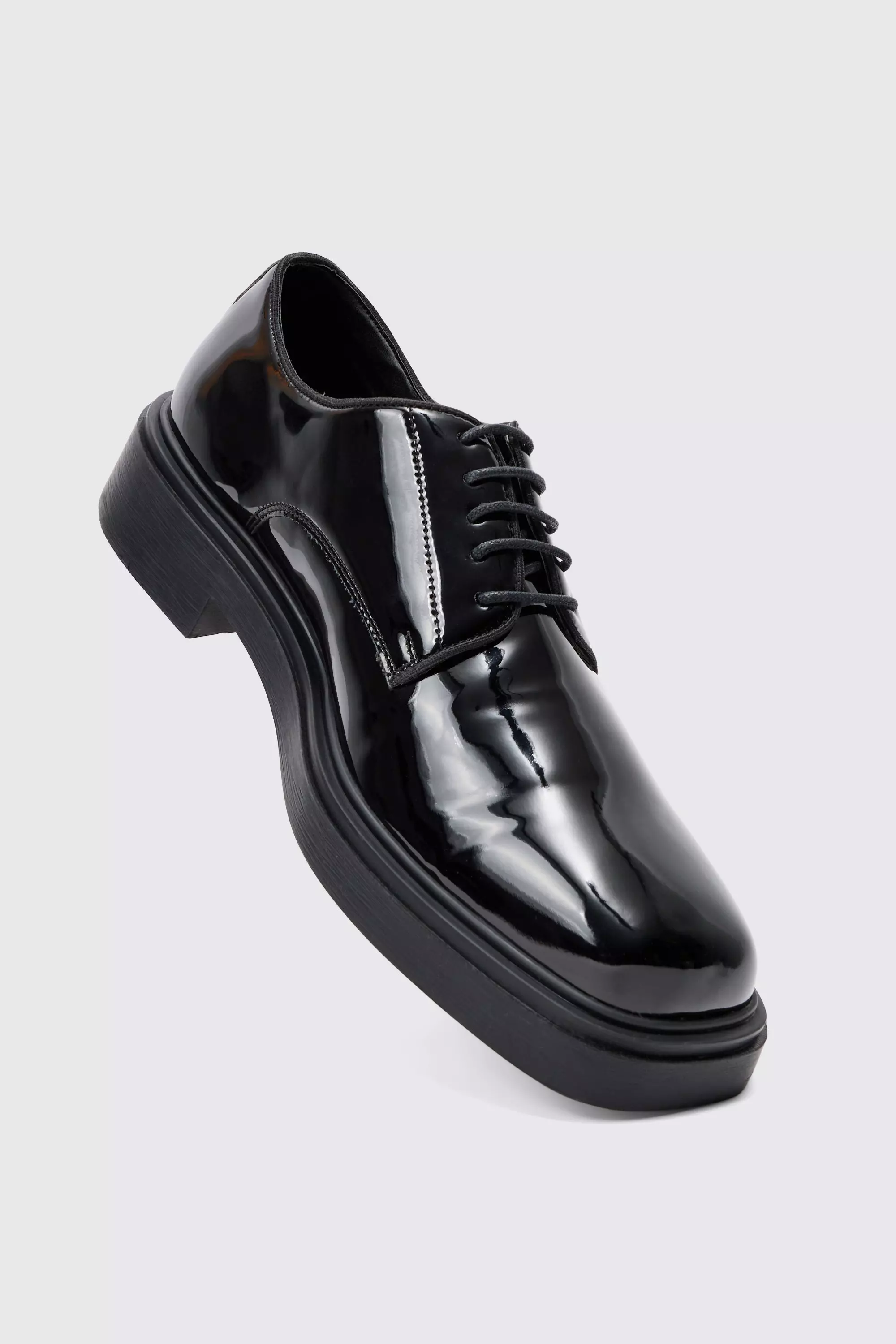 Faux Leather Derby Shoes In Black alternative image