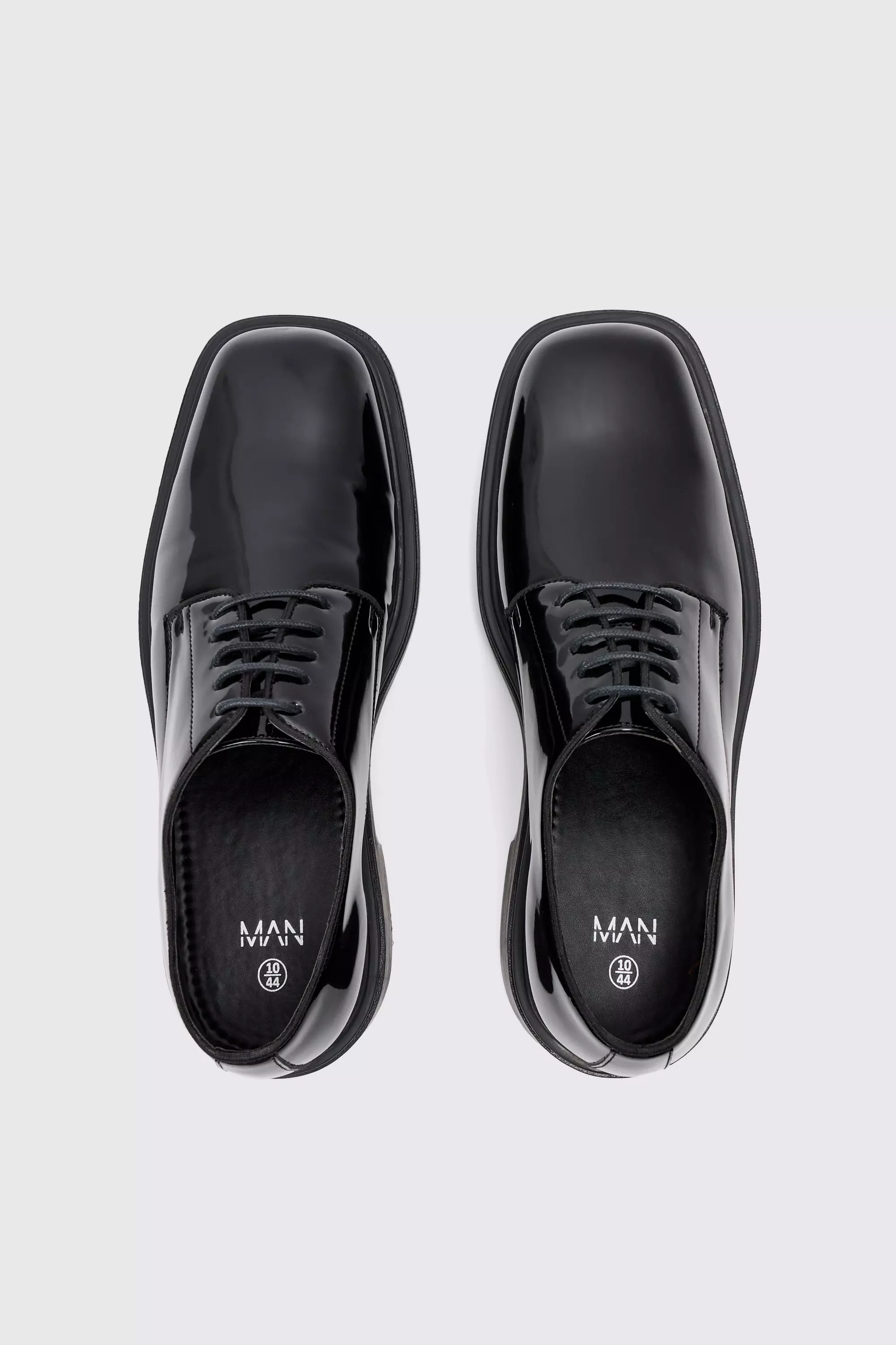 Faux Leather Derby Shoes In Black alternative image